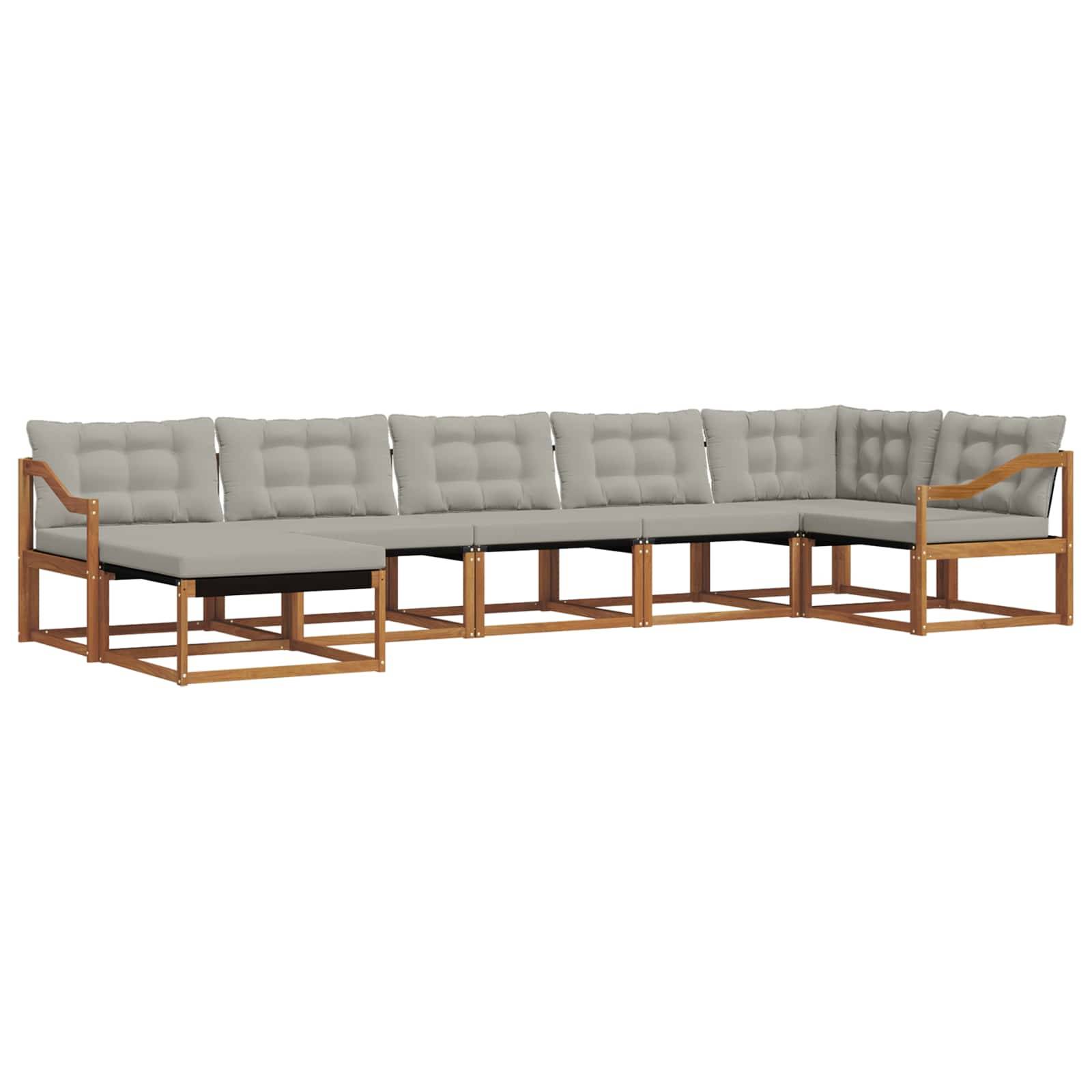 vidaXL Outdoor-Sofagarnitur mit Kissen 7 pcs Natürlich und Hellgrau