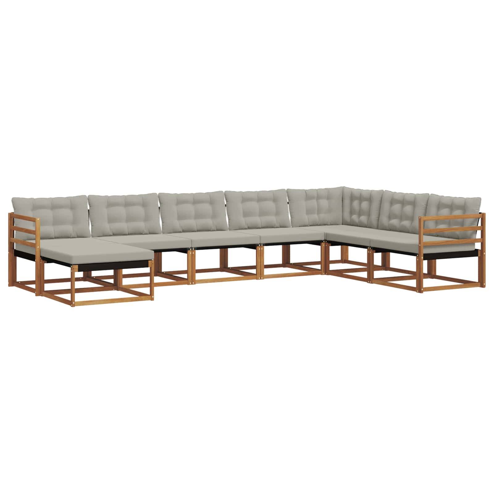 vidaXL Outdoor-Sofagarnitur mit Kissen 8 pcs Natürlich und Hellgrau