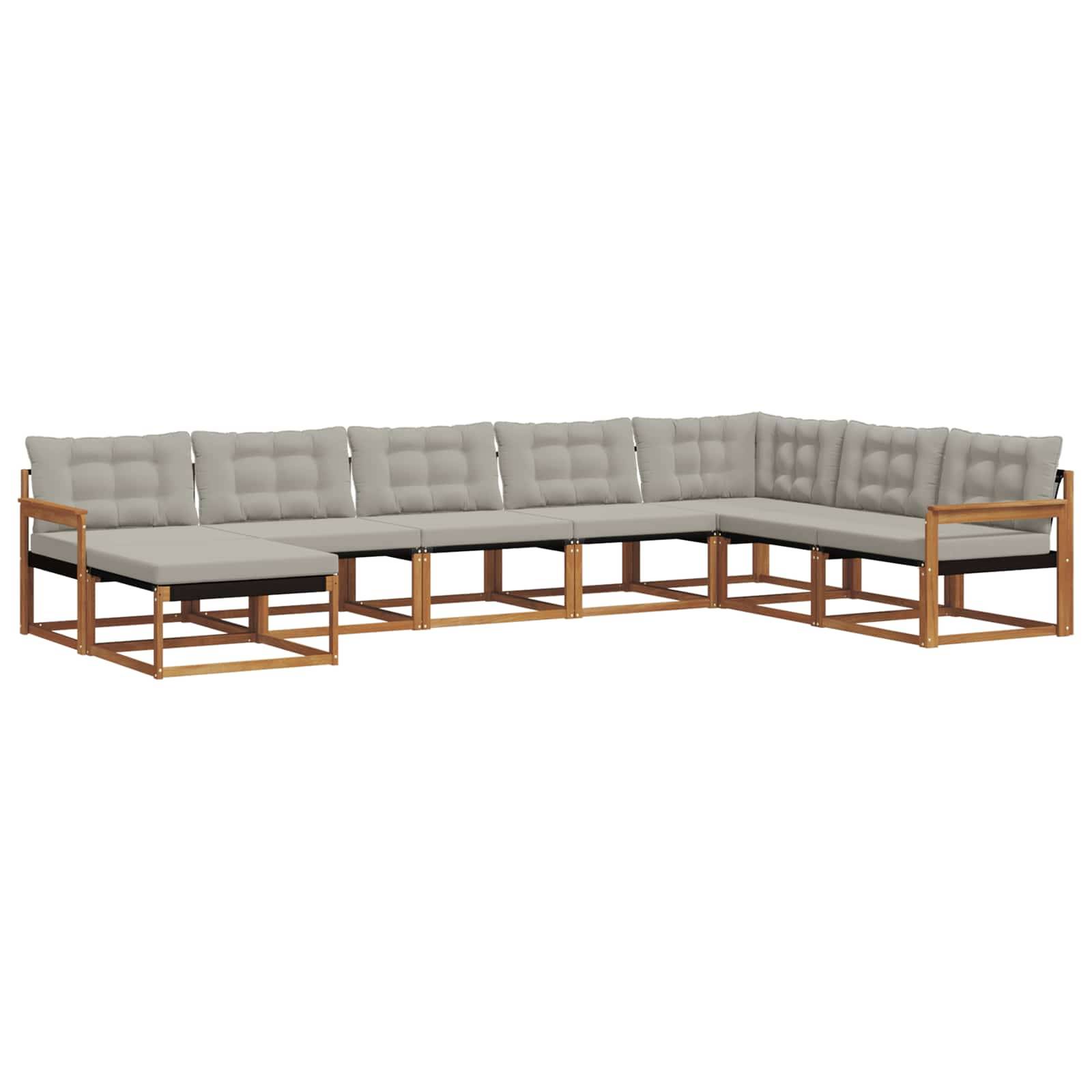 vidaXL Outdoor-Sofagarnitur mit Kissen 8 pcs Natürlich und Hellgrau