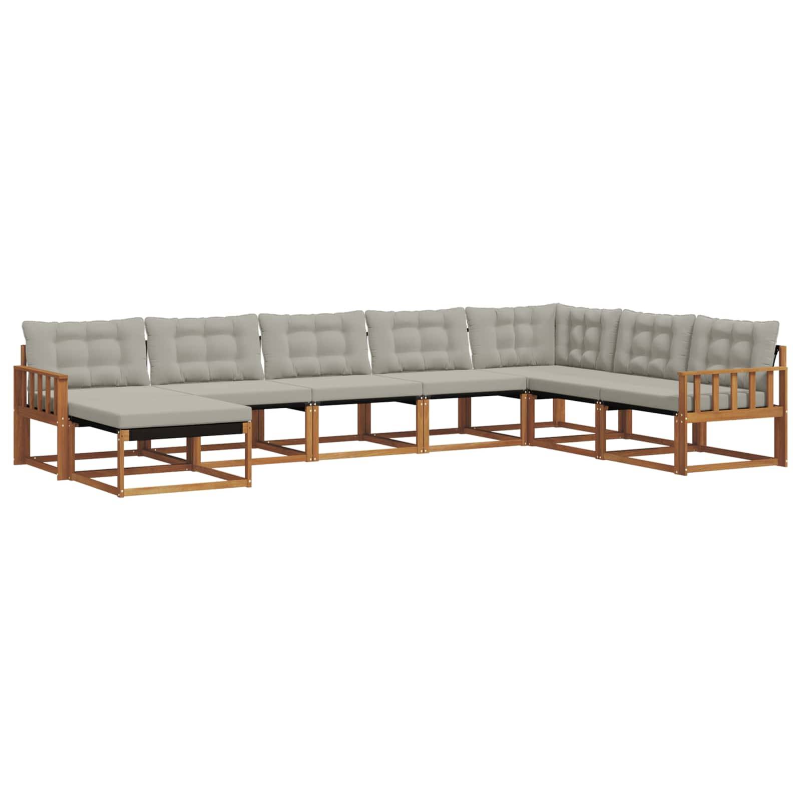 vidaXL Outdoor-Sofagarnitur mit Kissen 8 pcs Natürlich und Hellgrau