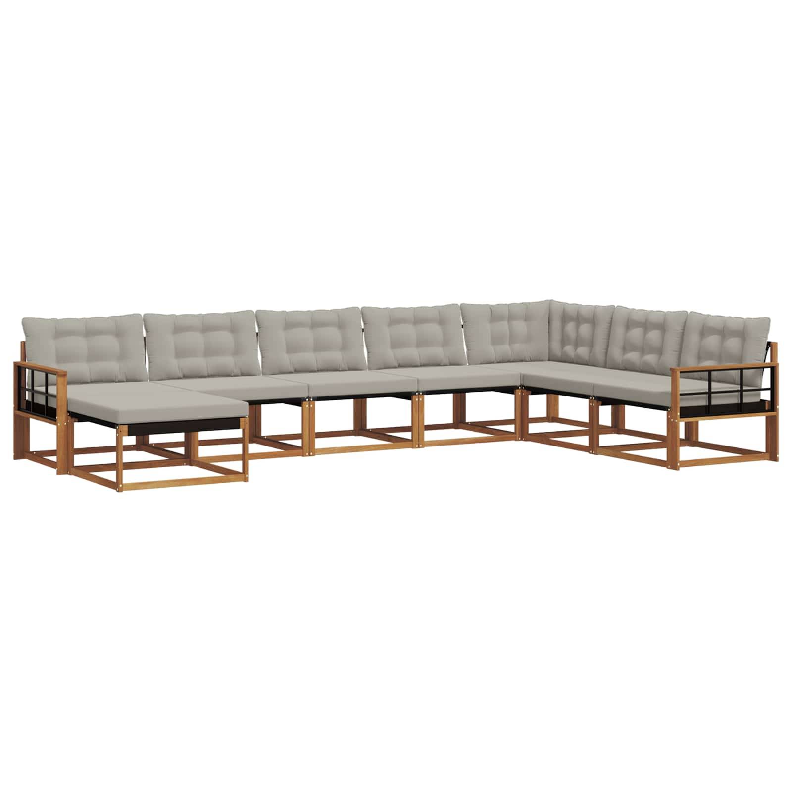 vidaXL Outdoor-Sofagarnitur mit Kissen 8 pcs Natürlich und Hellgrau