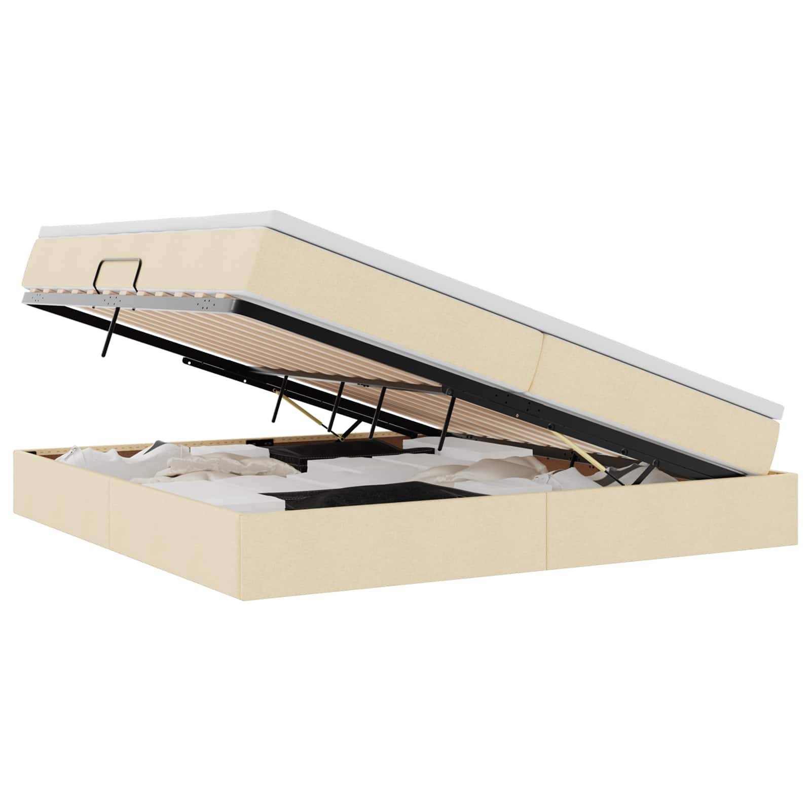 vidaXL Aufbewahrungsbett mit Matratze Creme 200 x 200 cm Polyester
