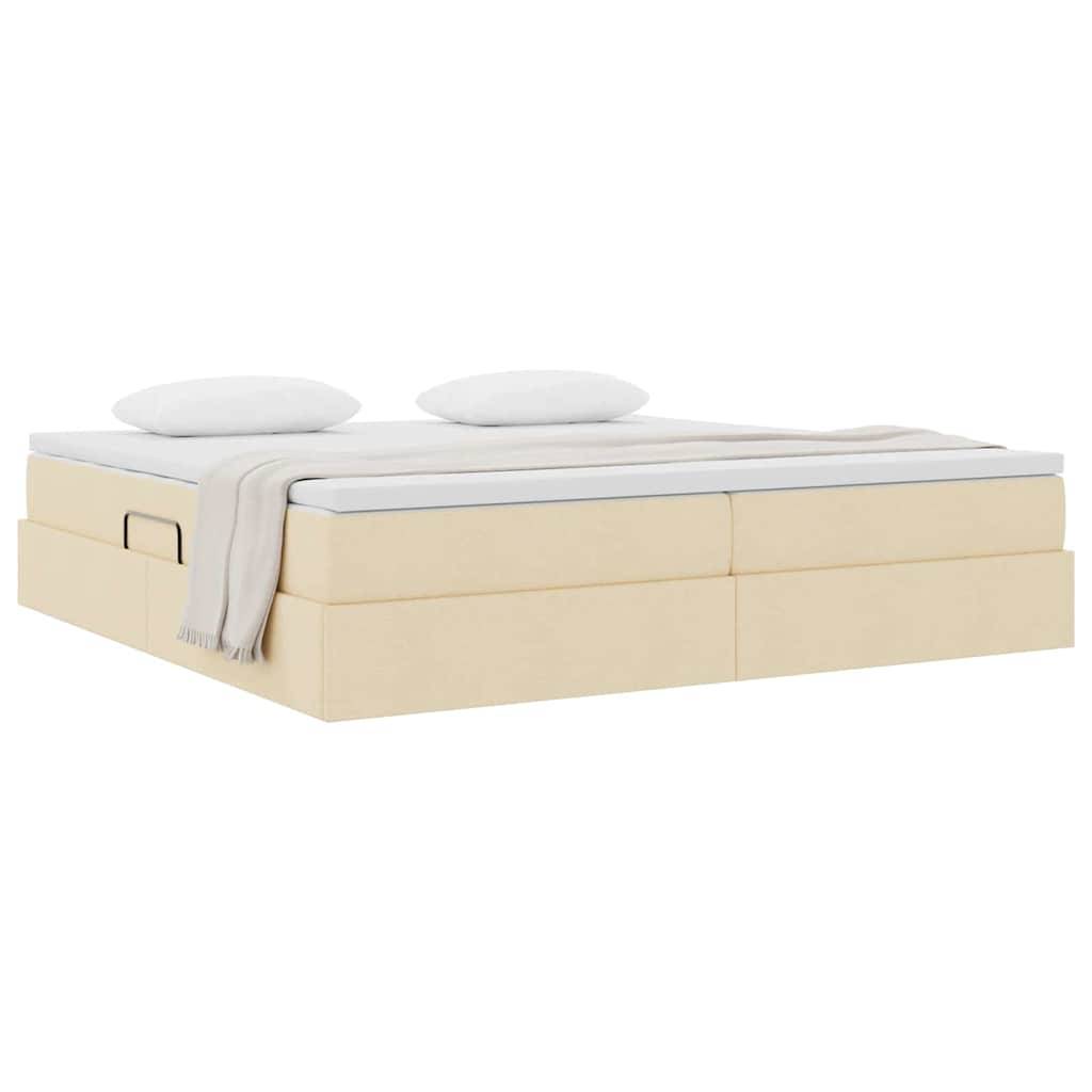 vidaXL Aufbewahrungsbett mit Matratze Creme 200 x 200 cm Polyester
