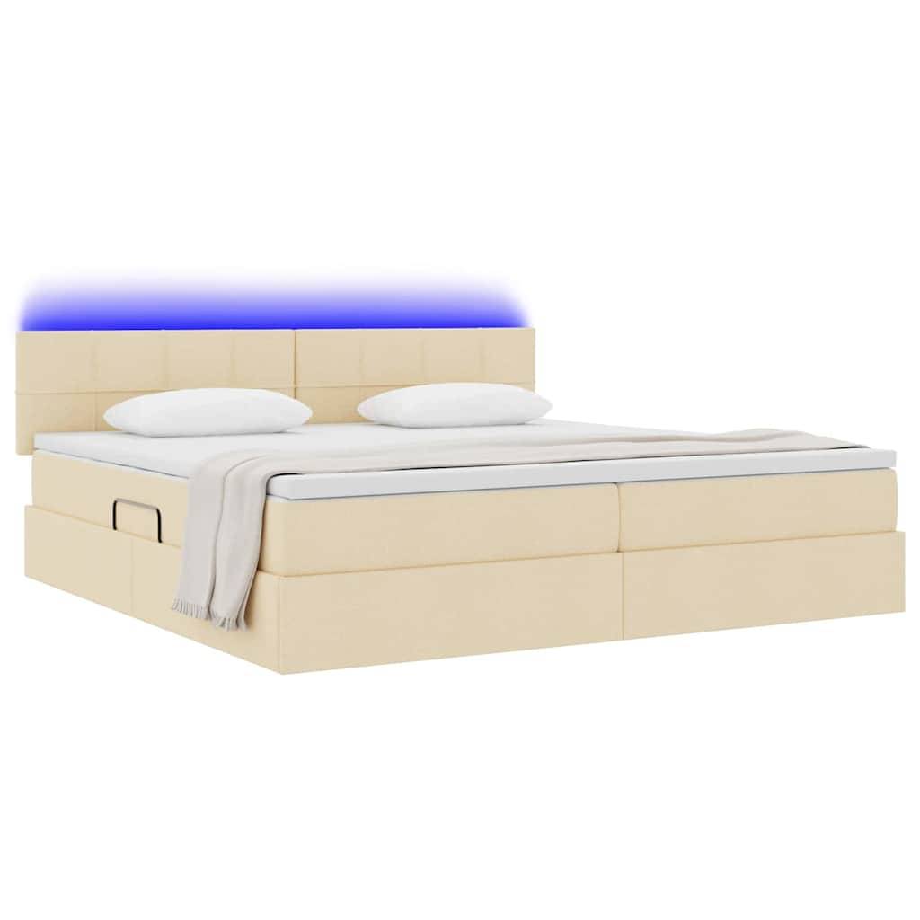 vidaXL LED-Speicherbett mit Matratze Creme 200 x 200 cm Stoff