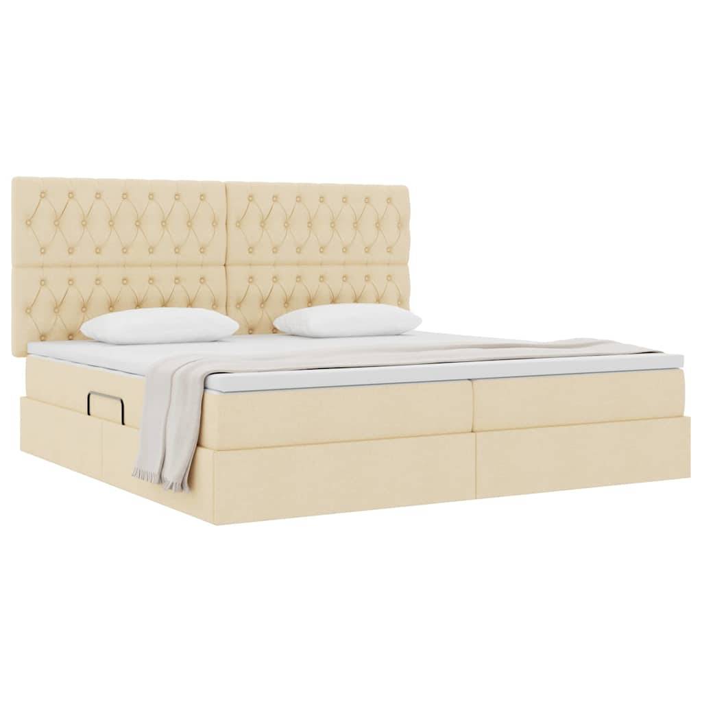 vidaXL Aufbewahrungsbett mit Matratze Creme 200 x 200 cm Polyester