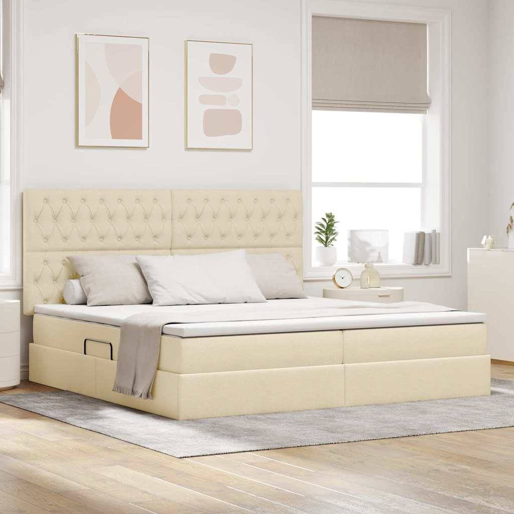 vidaXL Aufbewahrungsbett mit Matratze Creme 200 x 200 cm Polyester
