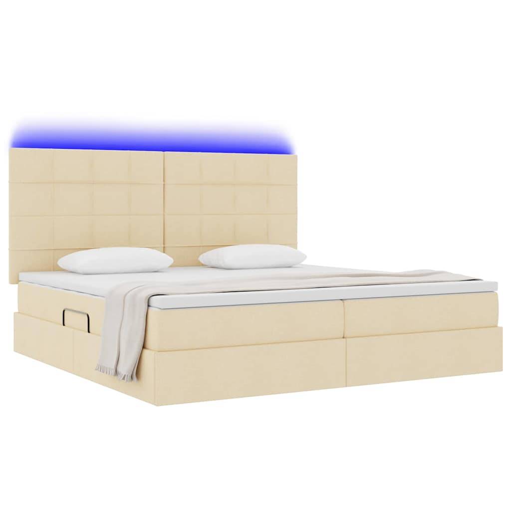 vidaXL LED-Speicherbett mit Matratze Creme 200 x 200 cm Stoff
