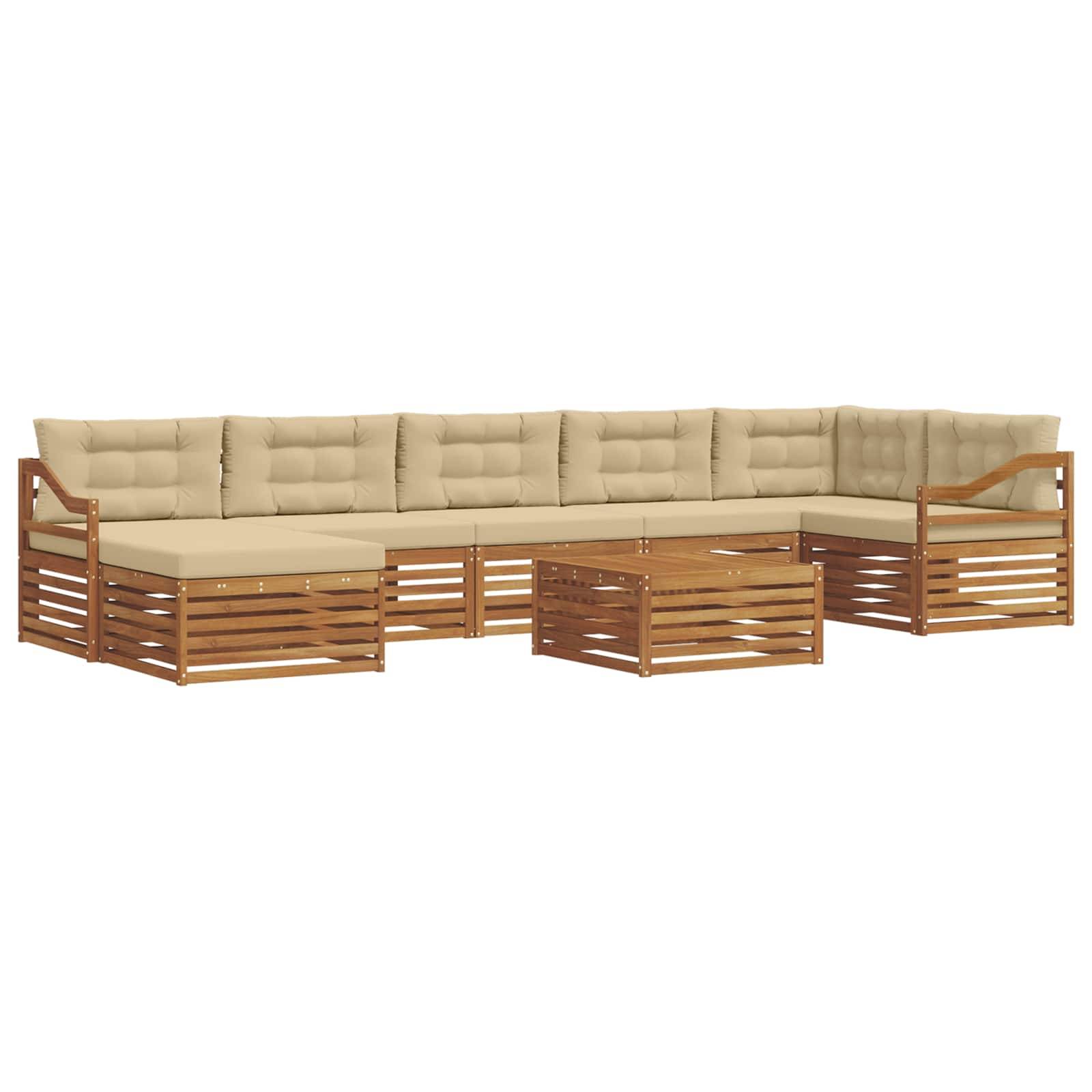 vidaXL Outdoor-Sofagarnitur 8 pcs Natur und Beige Massivholz Akazie