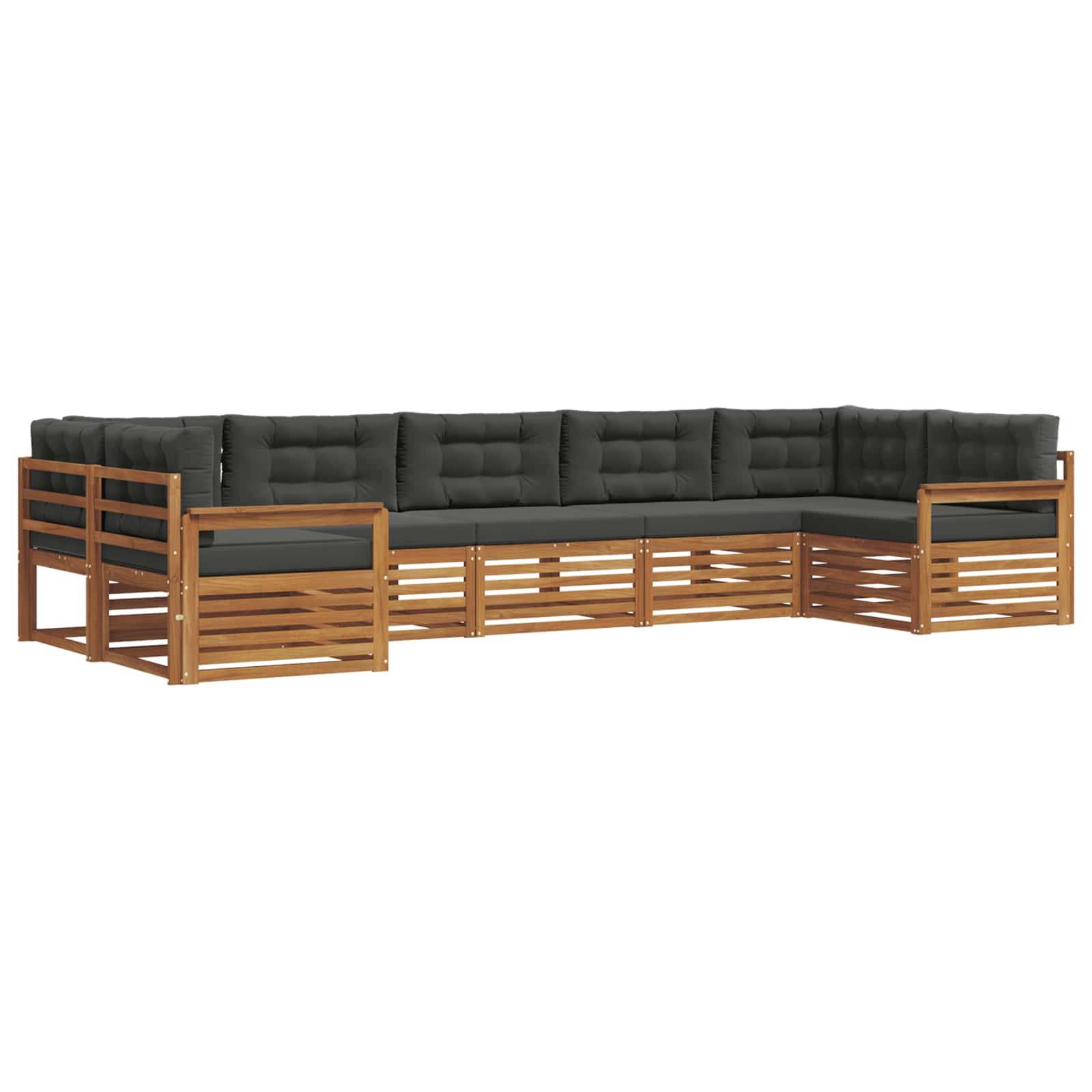 vidaXL Outdoor-Sofagarnitur mit Kissen 7 pcs Natur und Anthrazit
