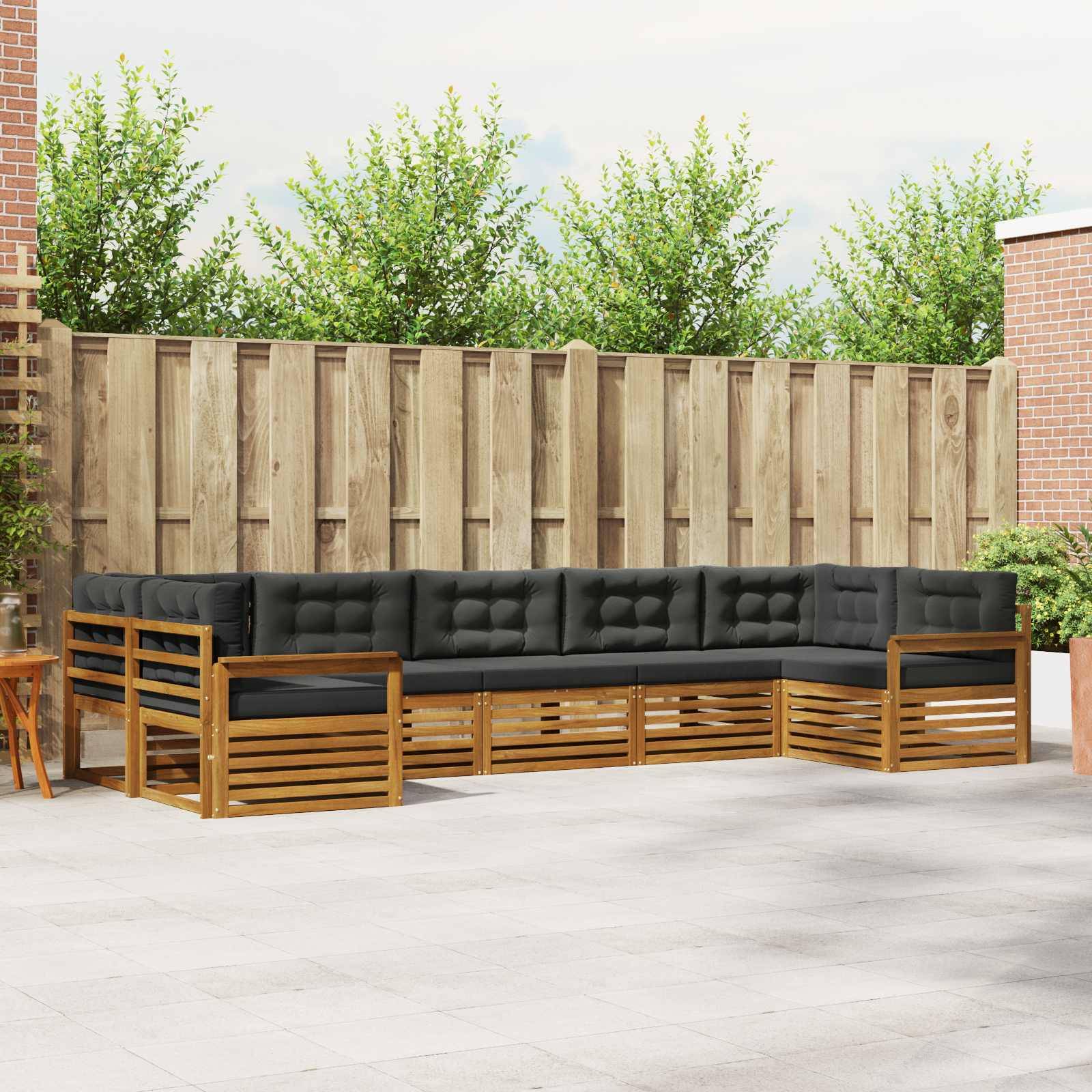 vidaXL Outdoor-Sofagarnitur mit Kissen 7 pcs Natur und Anthrazit
