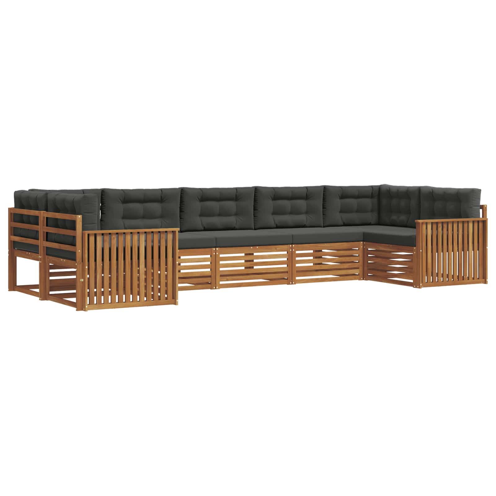 vidaXL Outdoor-Sofagarnitur mit Kissen 7 pcs Natur und Anthrazit
