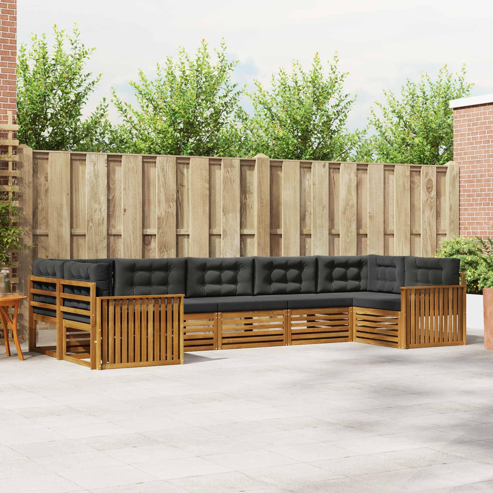 vidaXL Outdoor-Sofagarnitur mit Kissen 7 pcs Natur und Anthrazit