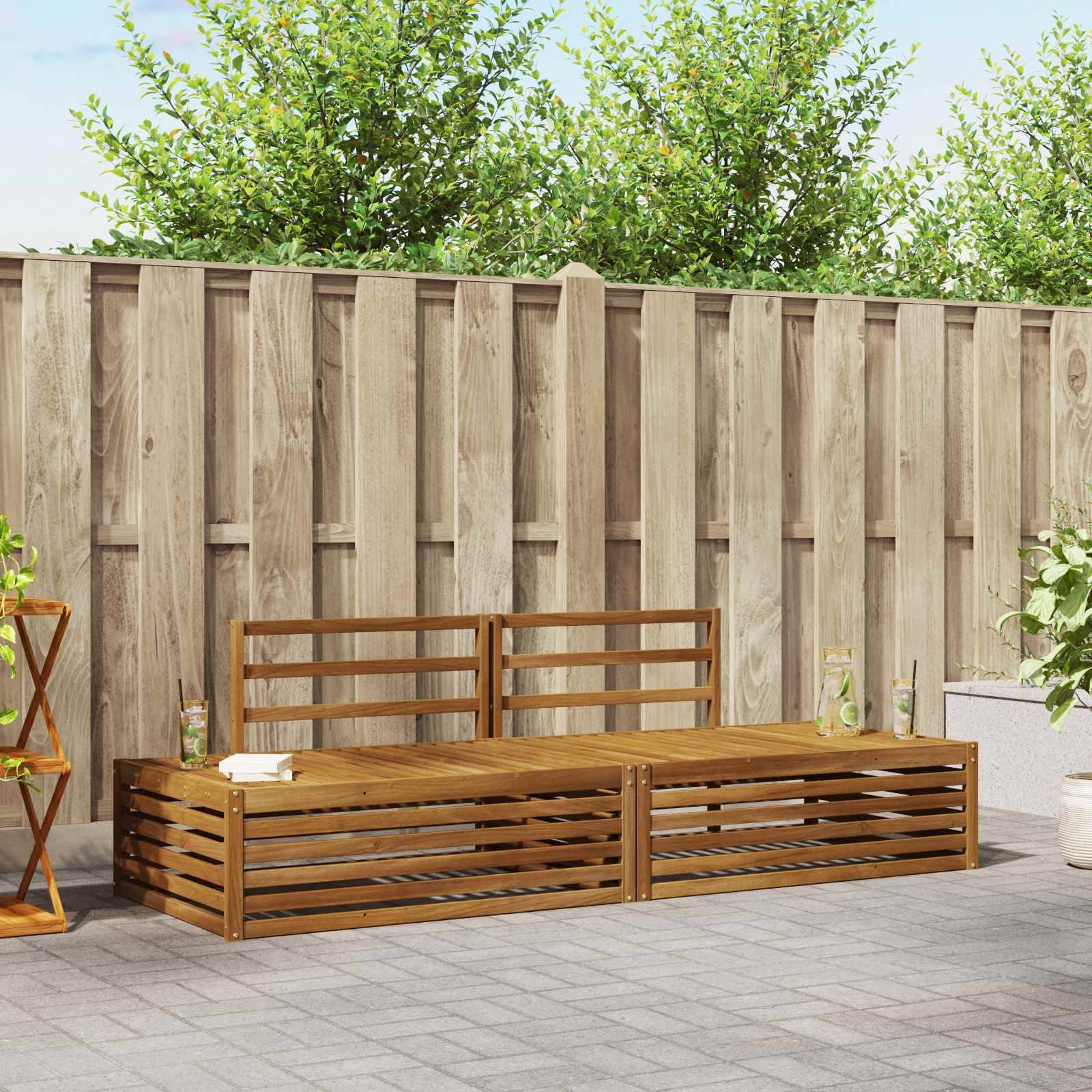 vidaXL Outdoor-Sofagarnitur 2 Stück Natur 203,5 x 83 x 73 cm