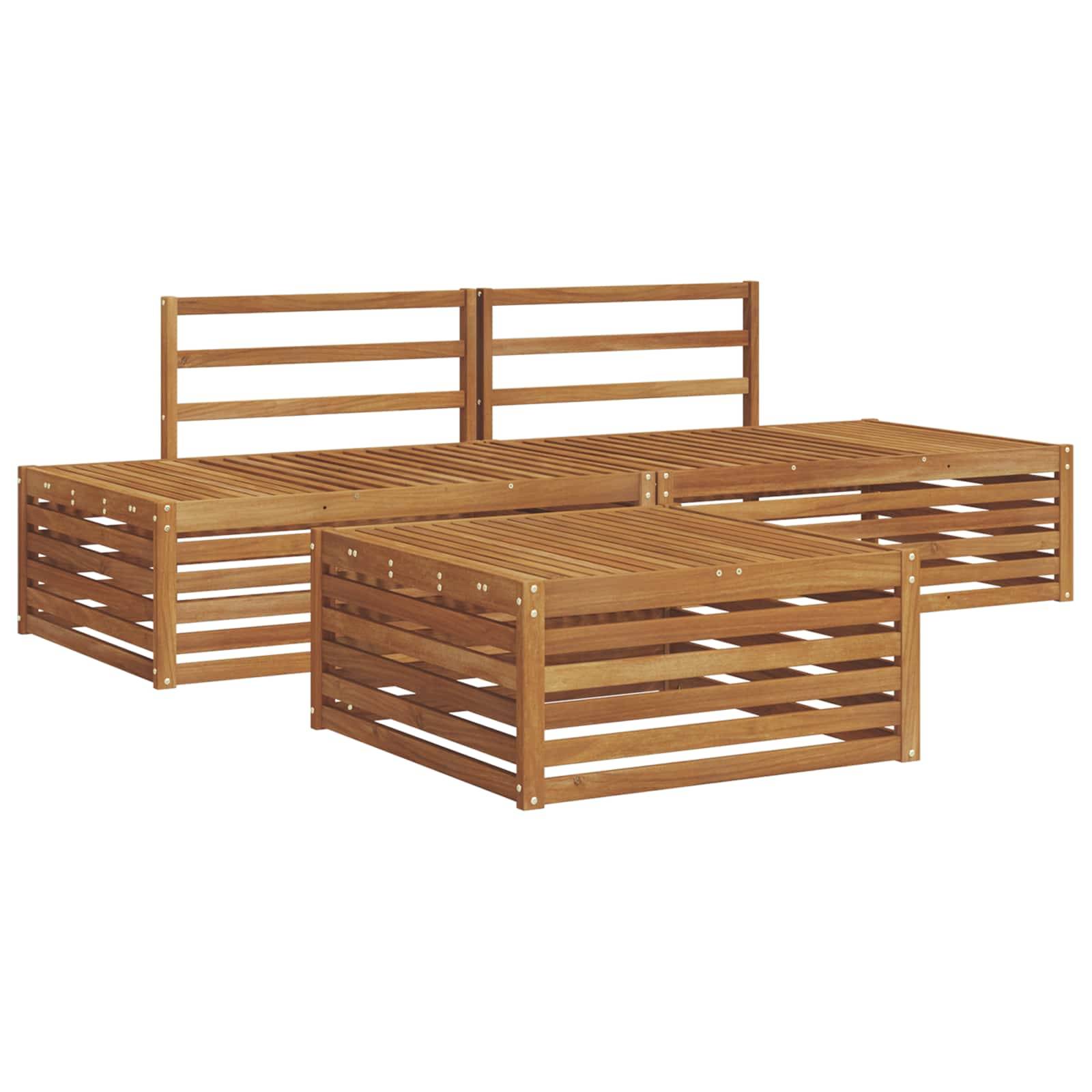 vidaXL Outdoor-Sofagarnitur 3 Stück Natur Massivholz Akazie