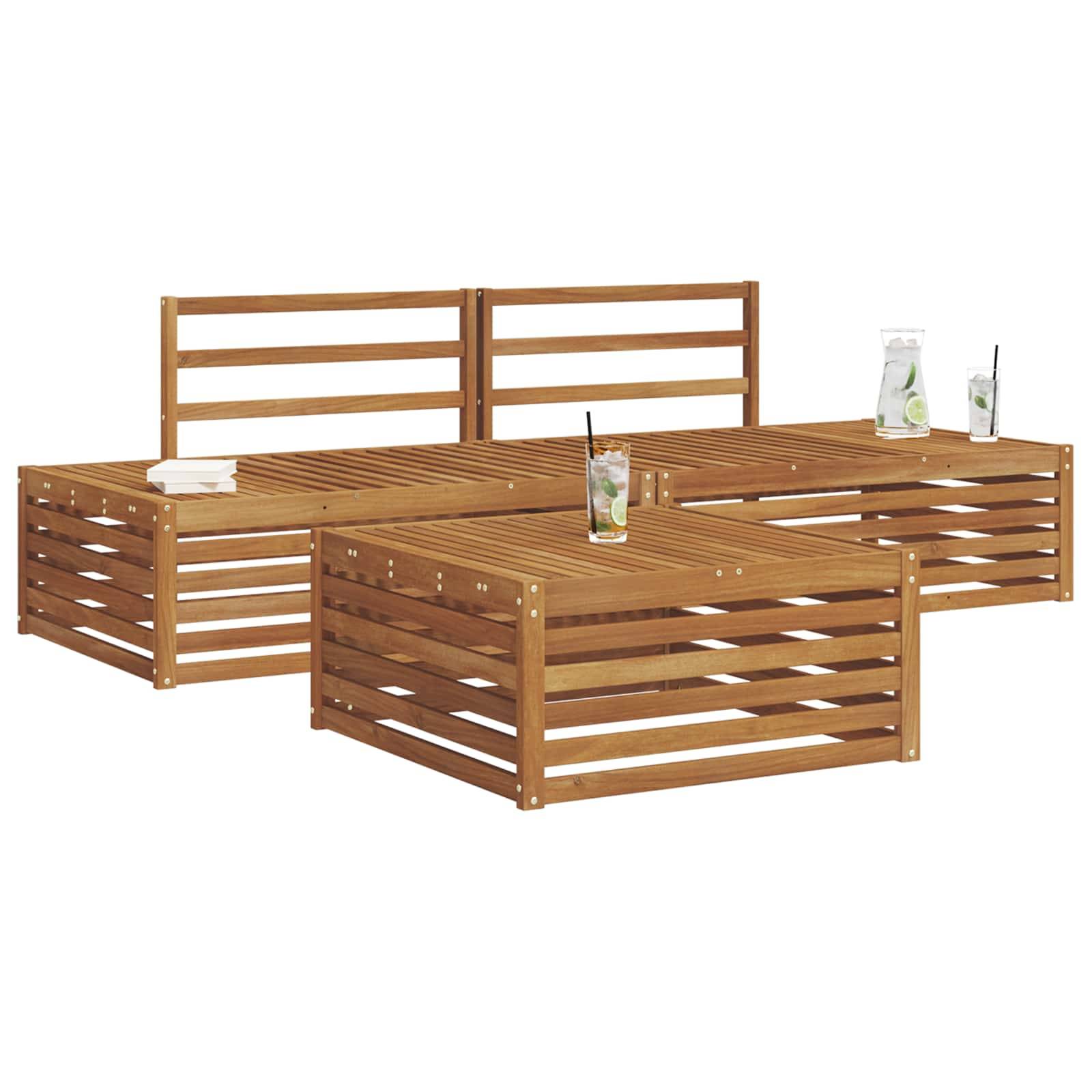 vidaXL Outdoor-Sofagarnitur 3 Stück Natur Massivholz Akazie
