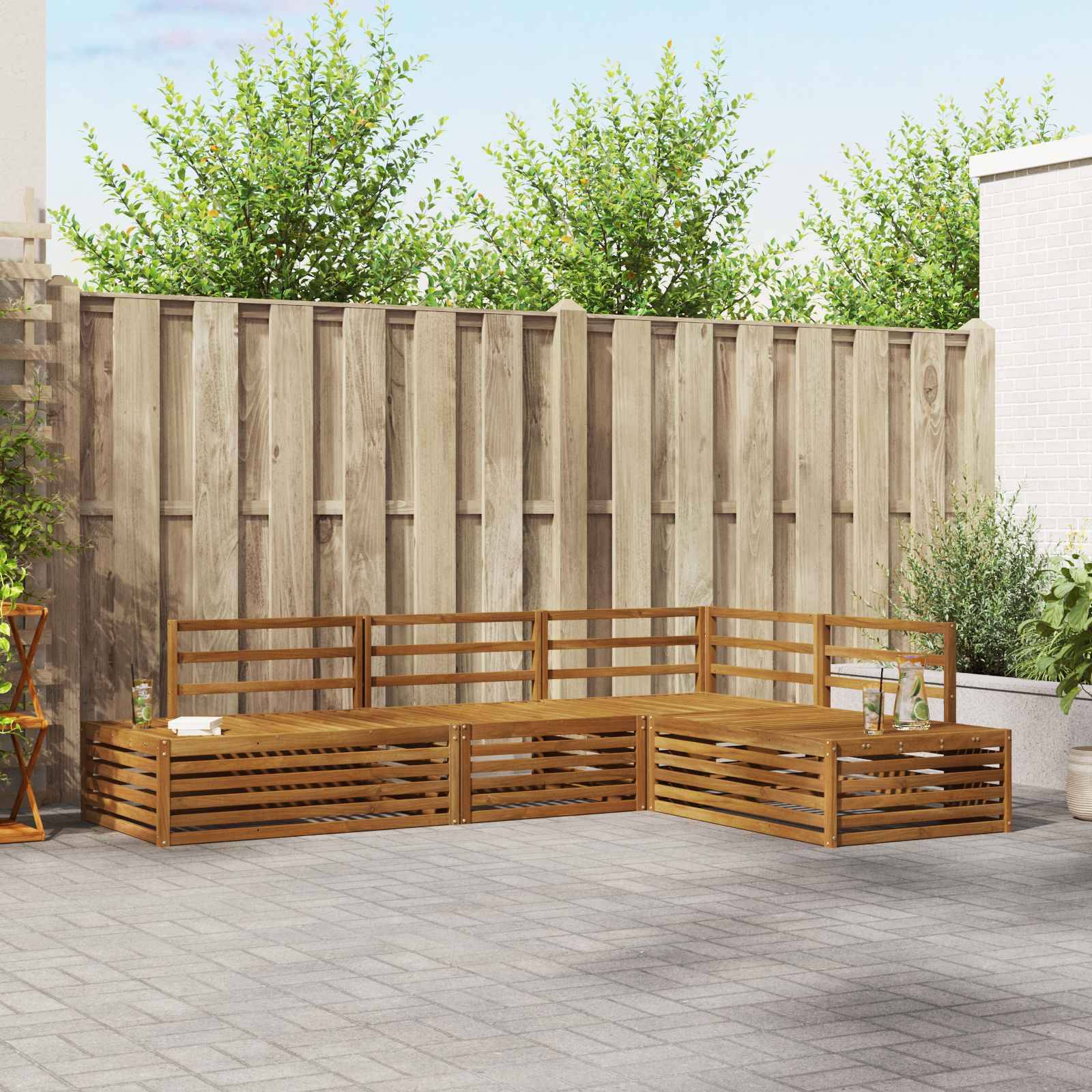 vidaXL Outdoor-Sofagarnitur 4 Stück Natur Massivholz Akazie