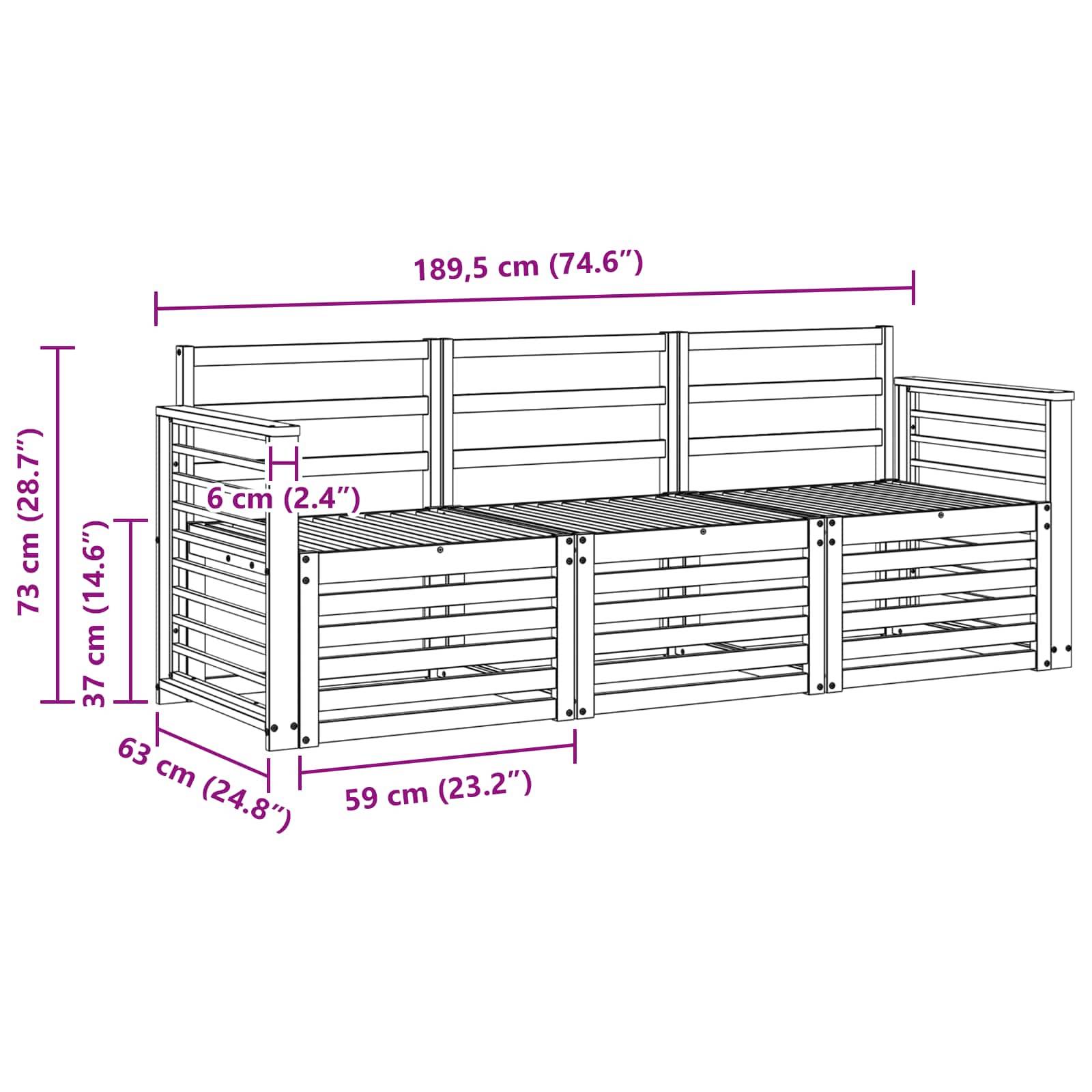 vidaXL Sofagarnituren 3 pcs Massivholz Akazie