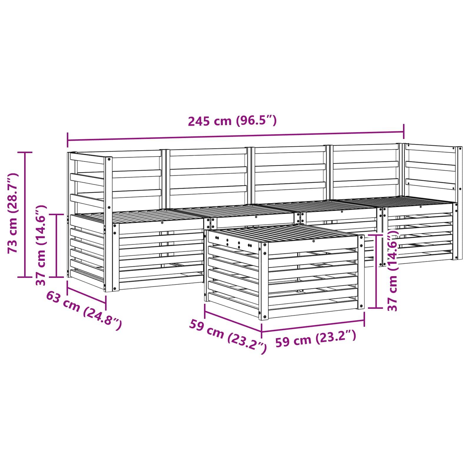 vidaXL Outdoor-Sofagarnitur 5 pcs Weiß Massivholz Akazie