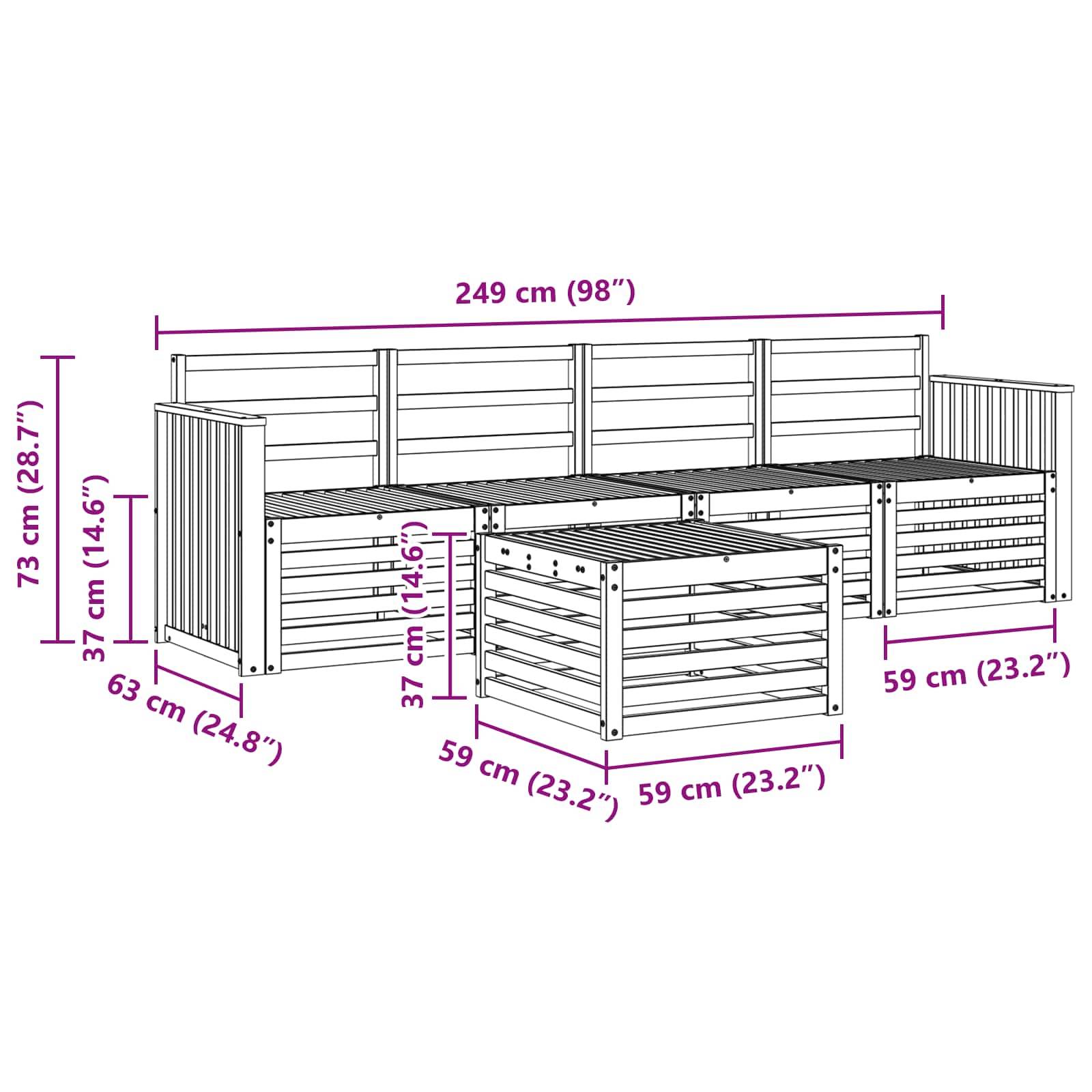 vidaXL Sofagarnituren 5 pcs Natur Massivholz Akazie