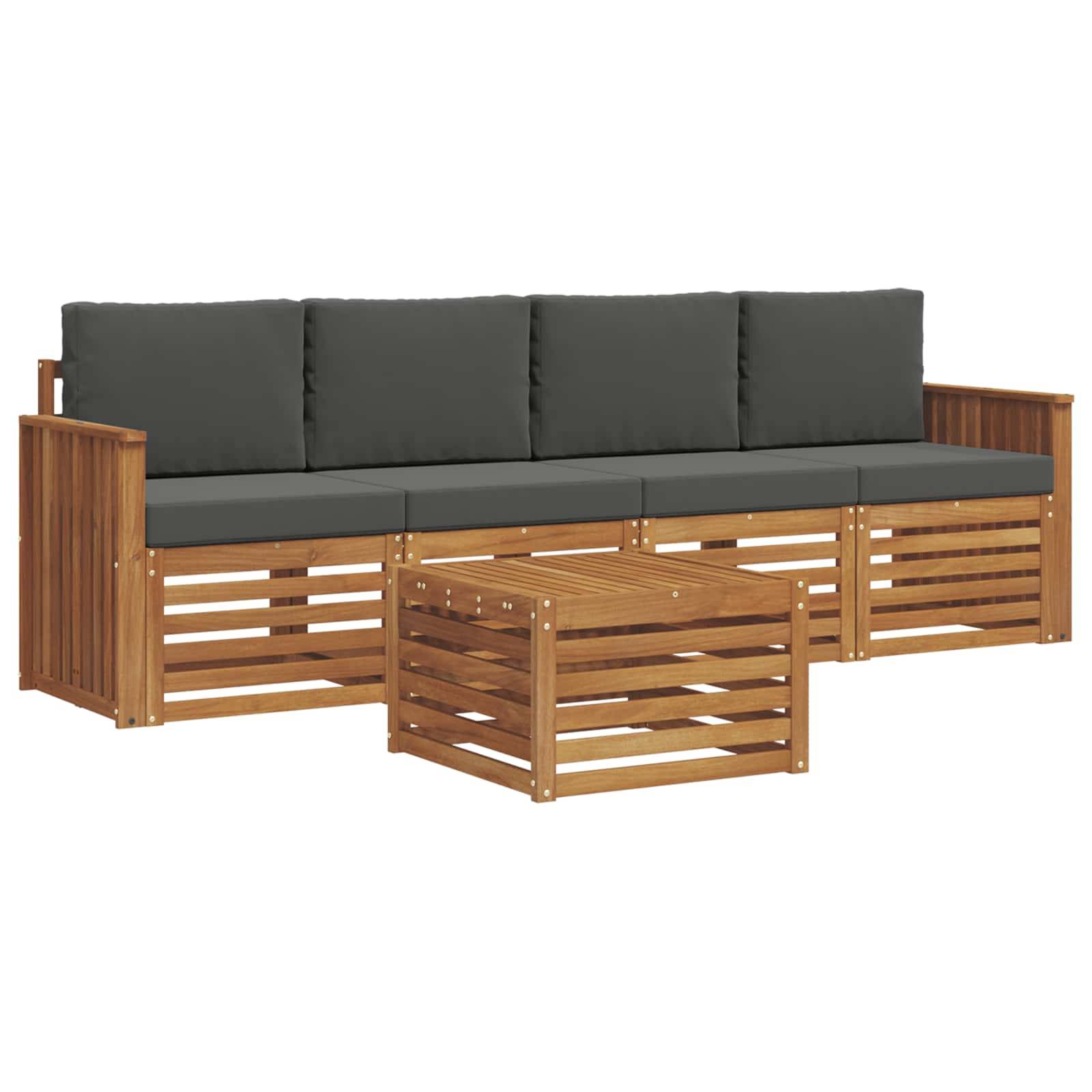 vidaXL Sofagarnituren 5 pcs Natur und Anthrazit Massivholz Akazie