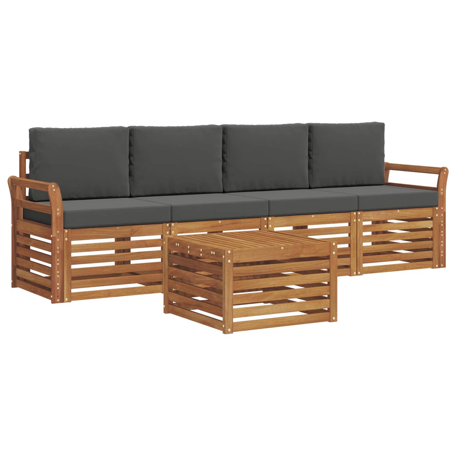 vidaXL Sofagarnituren 5 pcs Natur und Anthrazit Massivholz Akazie