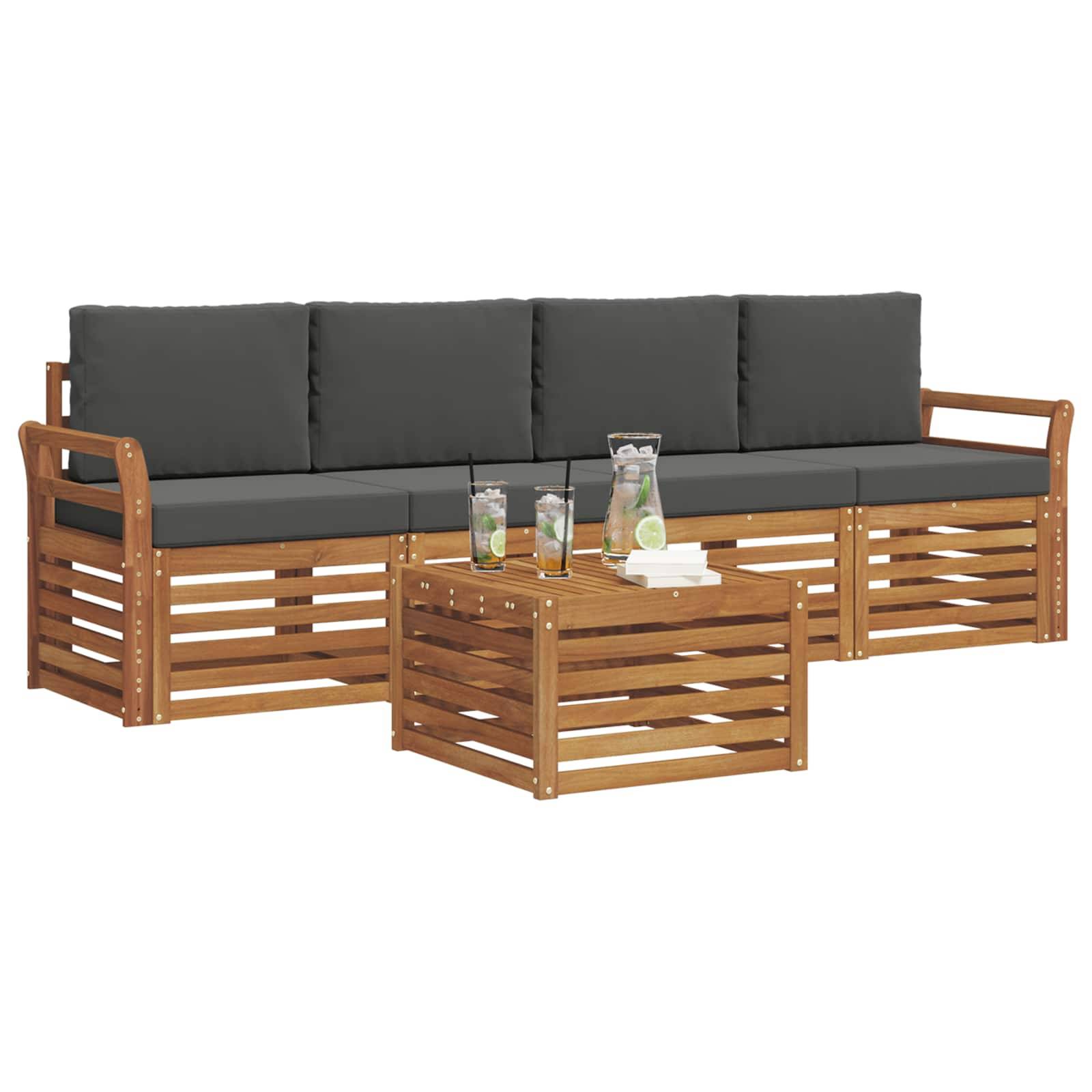 vidaXL Sofagarnituren 5 pcs Natur und Anthrazit Massivholz Akazie