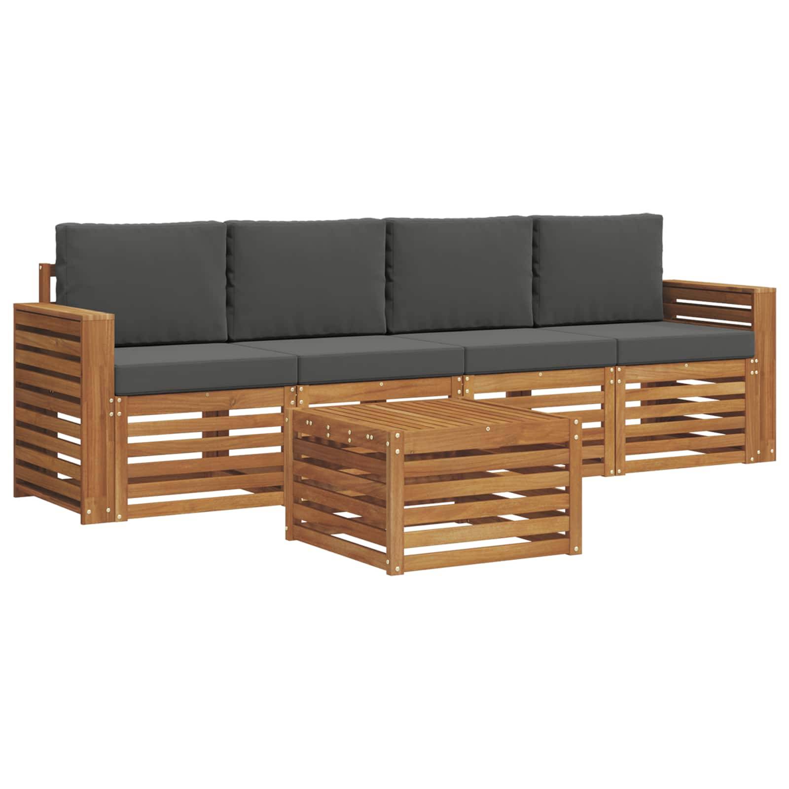vidaXL Sofagarnituren 5 pcs Natur und Anthrazit Massivholz Akazie