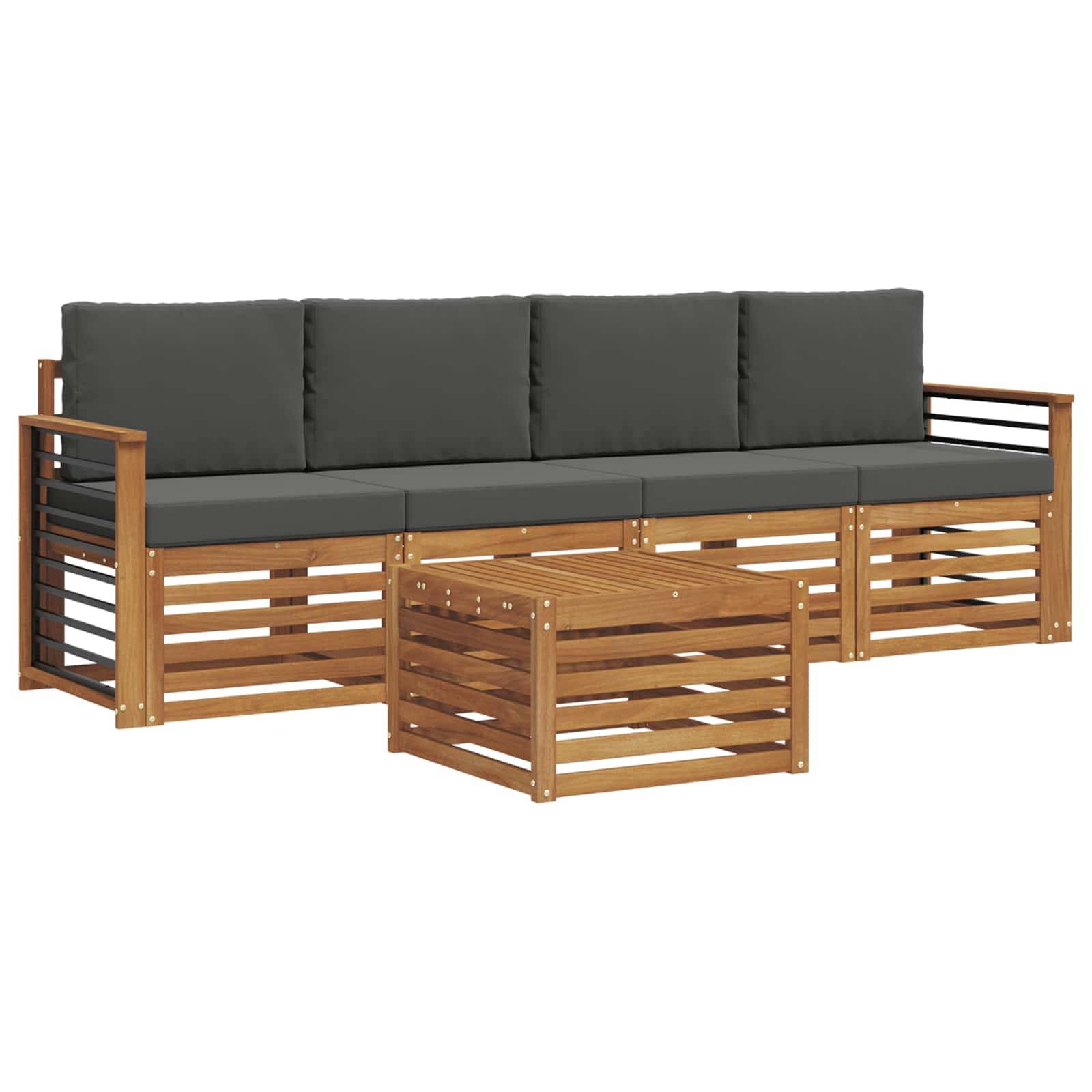 vidaXL Sofagarnituren 5 pcs Natur und Anthrazit Massivholz Akazie