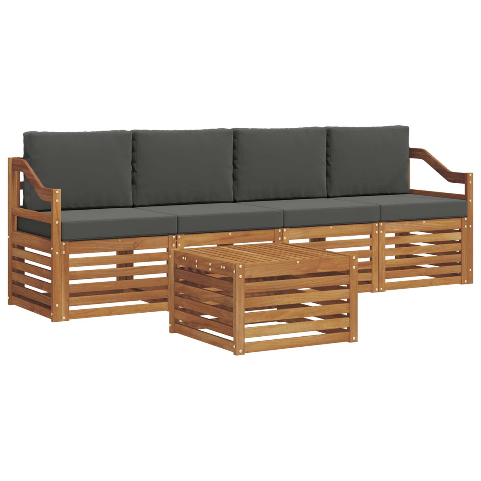 vidaXL Sofagarnituren 5 pcs Natur und Anthrazit Massivholz Akazie