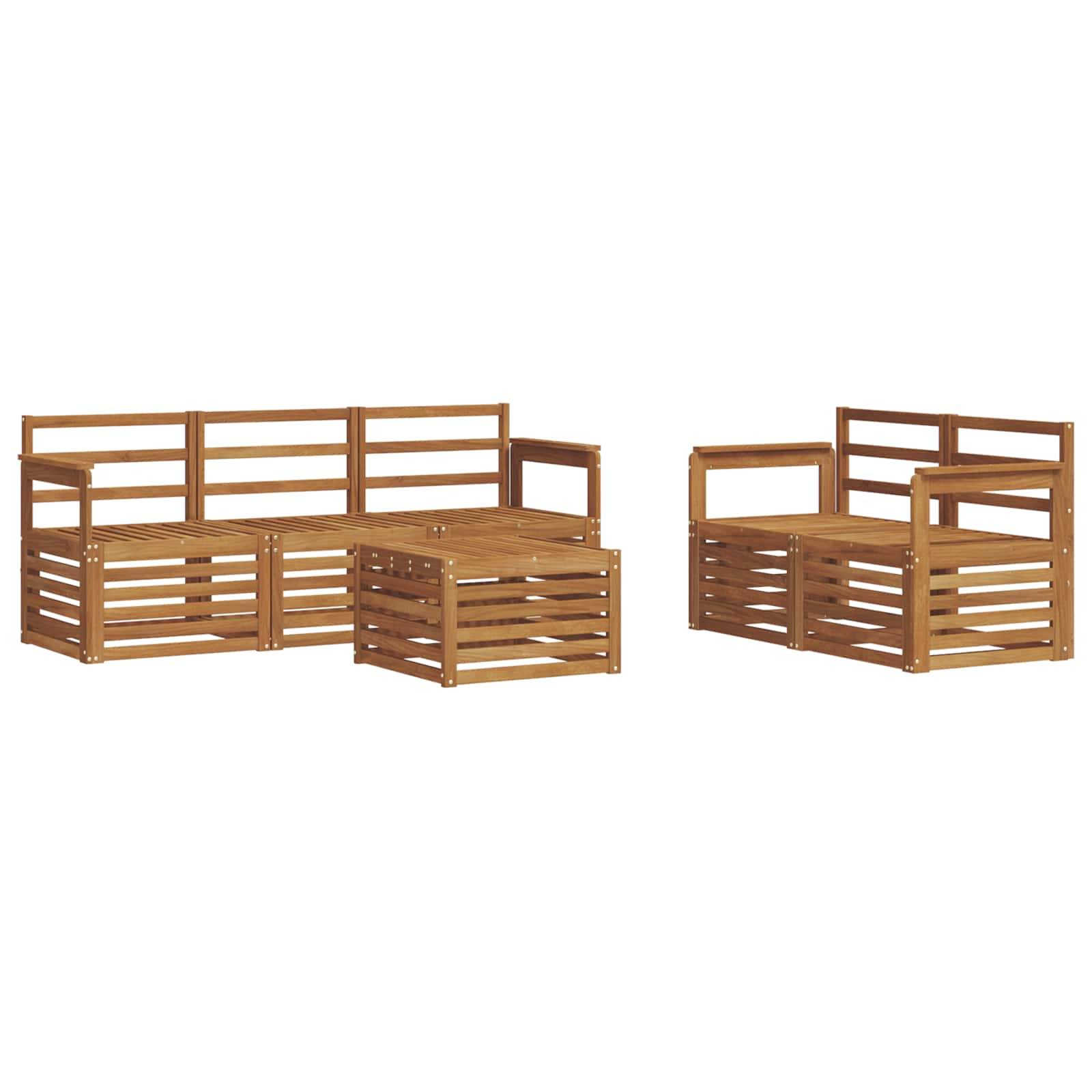 vidaXL Sofagarnituren 6 pcs Natur Massivholz Akazie