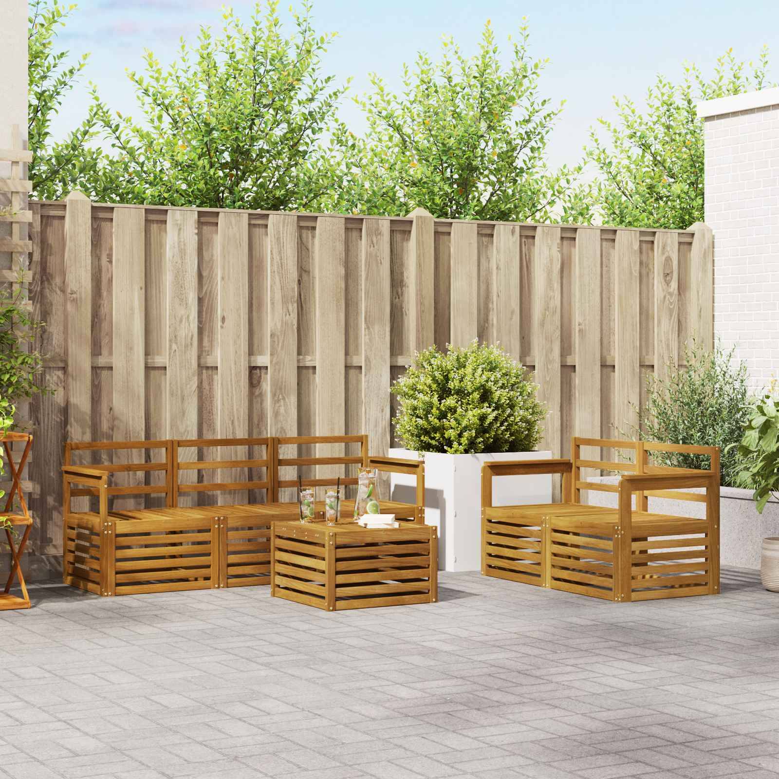 vidaXL Sofagarnituren 6 pcs Natur Massivholz Akazie