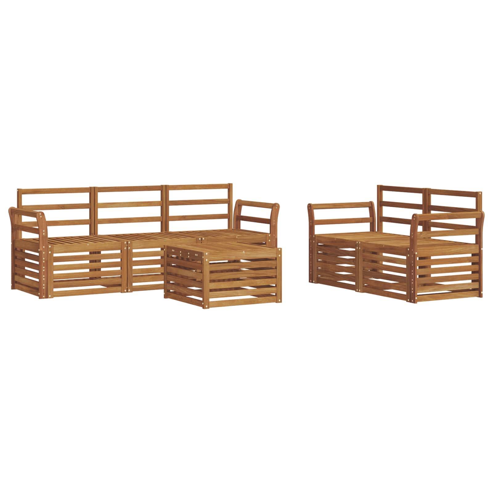 vidaXL Sofagarnituren 6 pcs Natur Massivholz Akazie