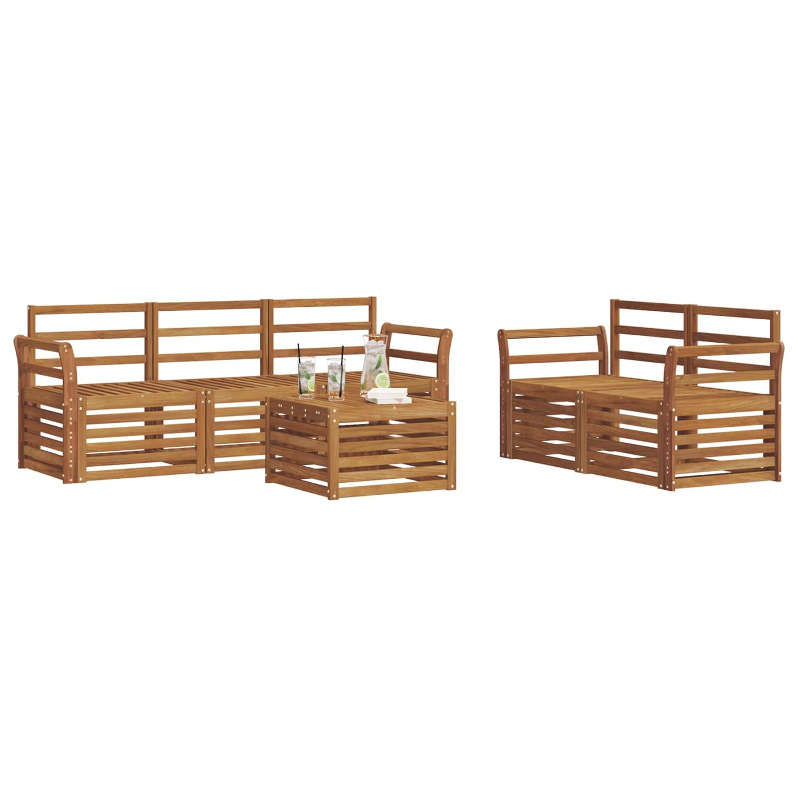 vidaXL Sofagarnituren 6 pcs Natur Massivholz Akazie
