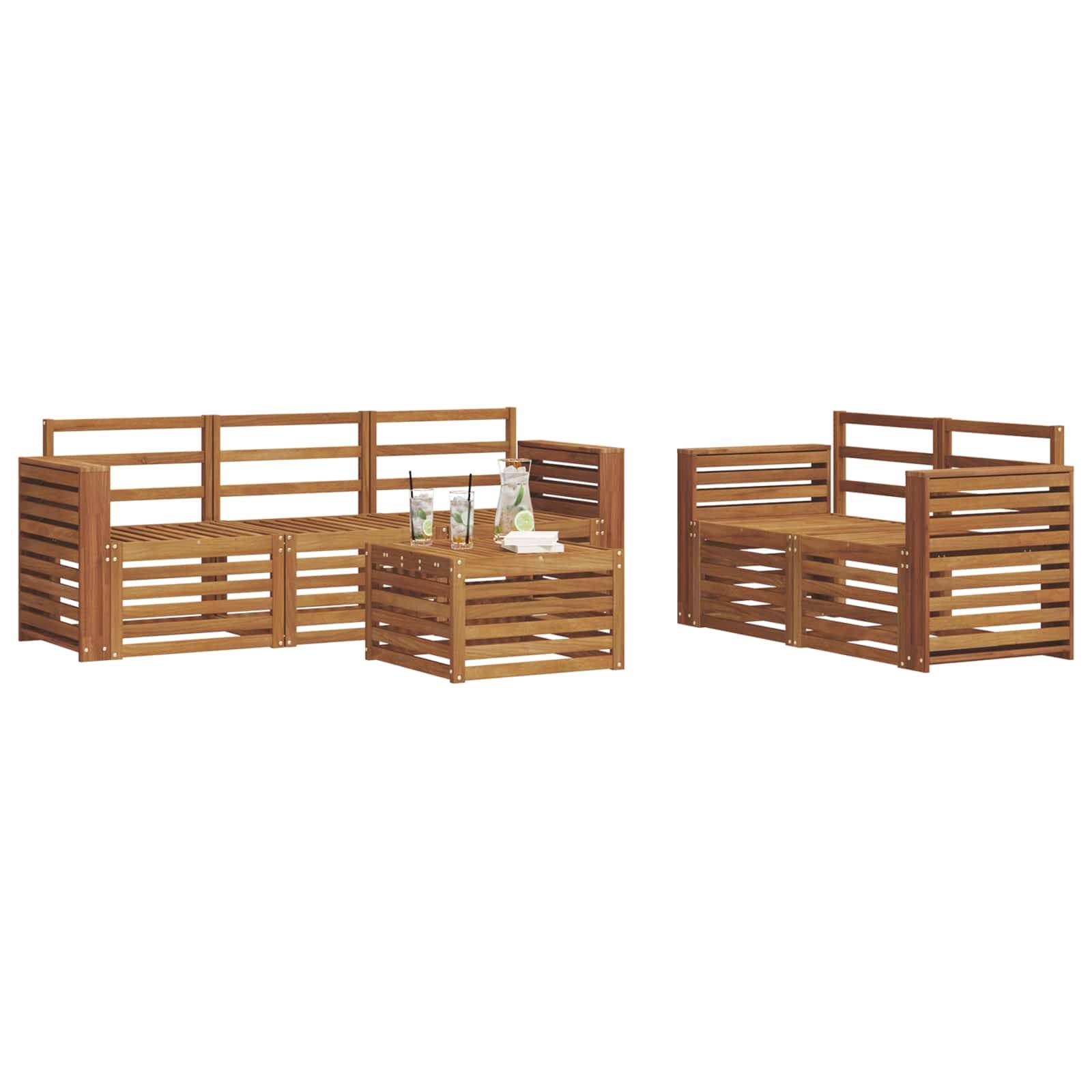 vidaXL Sofagarnituren 6 pcs Natur Massivholz Akazie