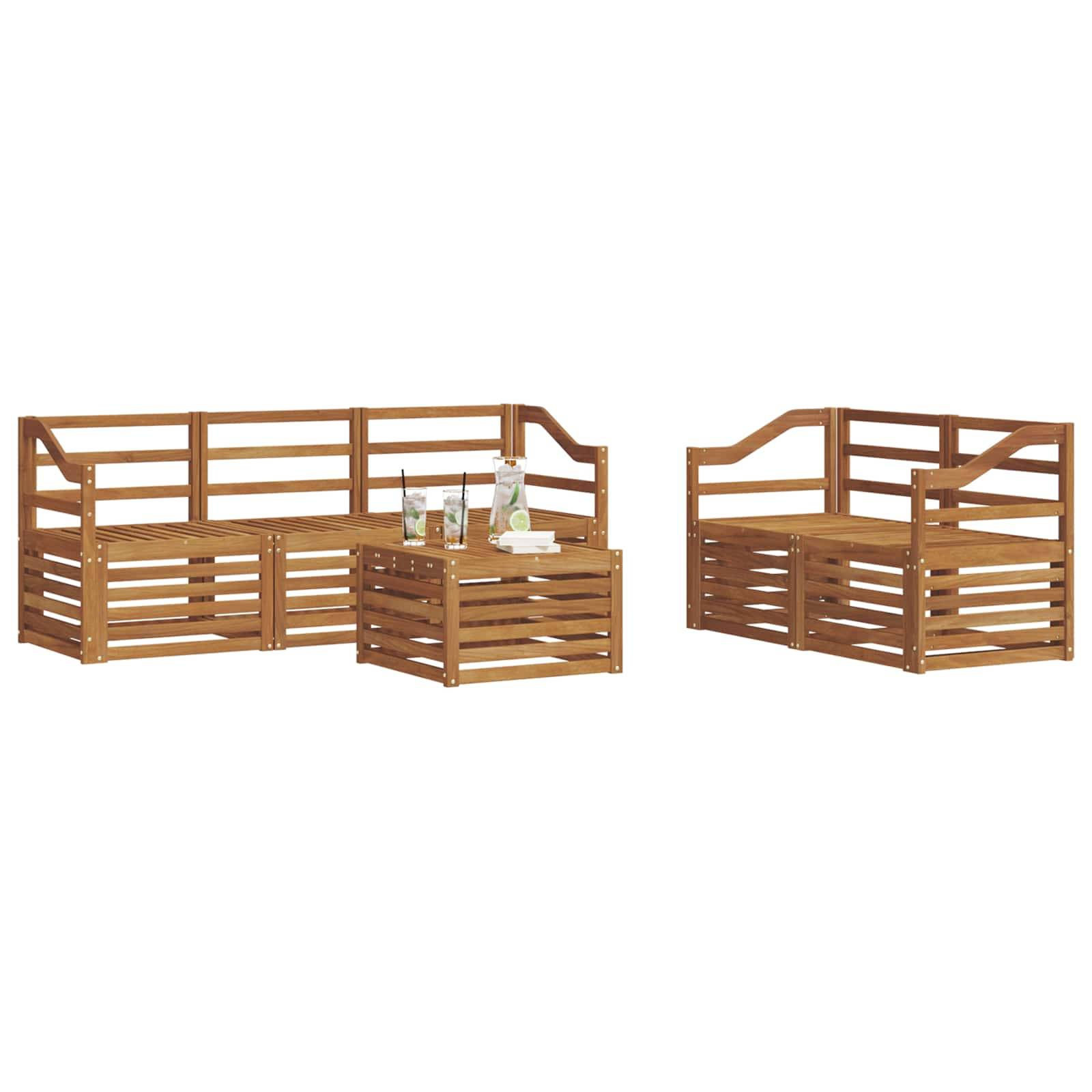 vidaXL Sofagarnituren 6 pcs Natur Massivholz Akazie