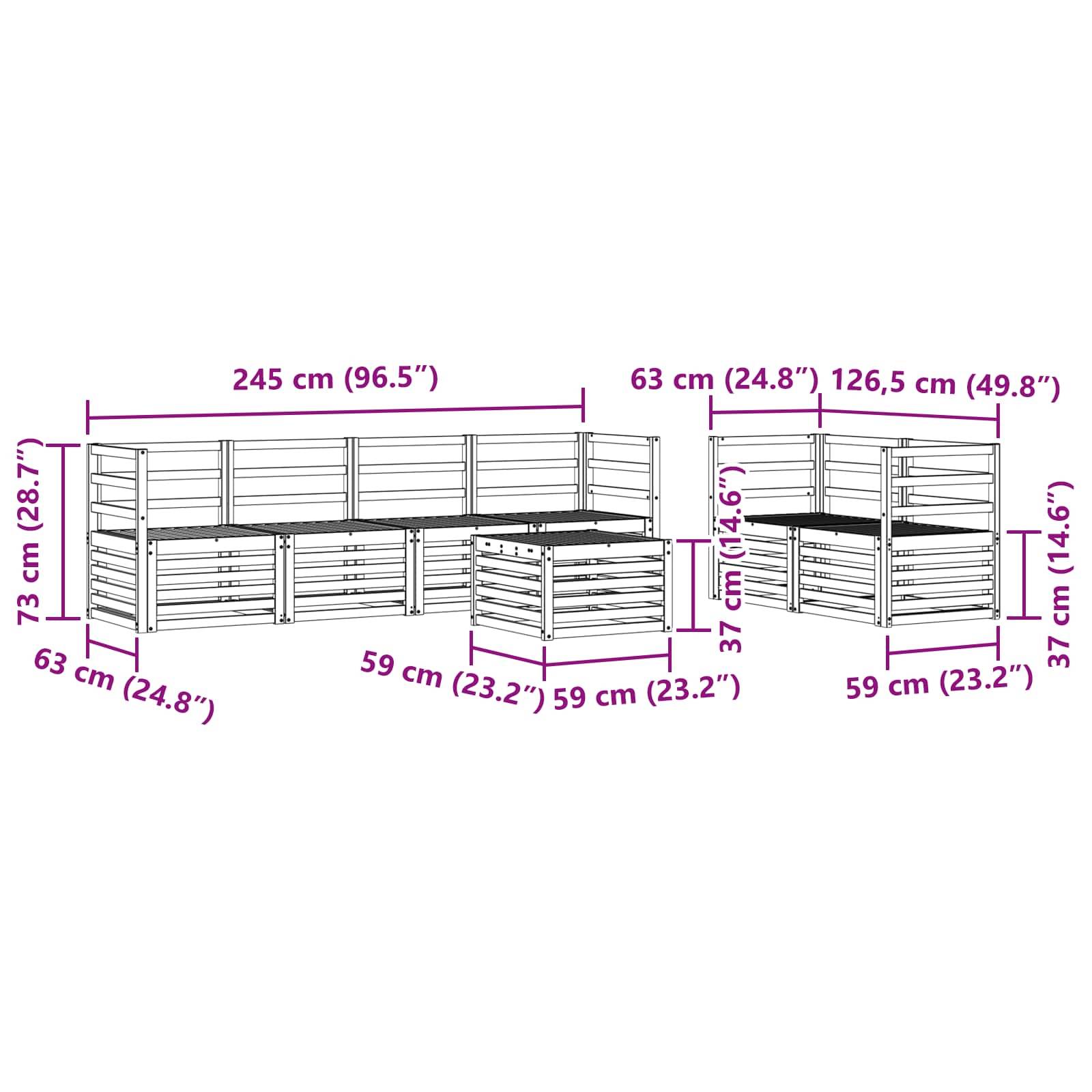 vidaXL Outdoor-Sofagarnitur 7 pcs Weiß Massivholz Akazie