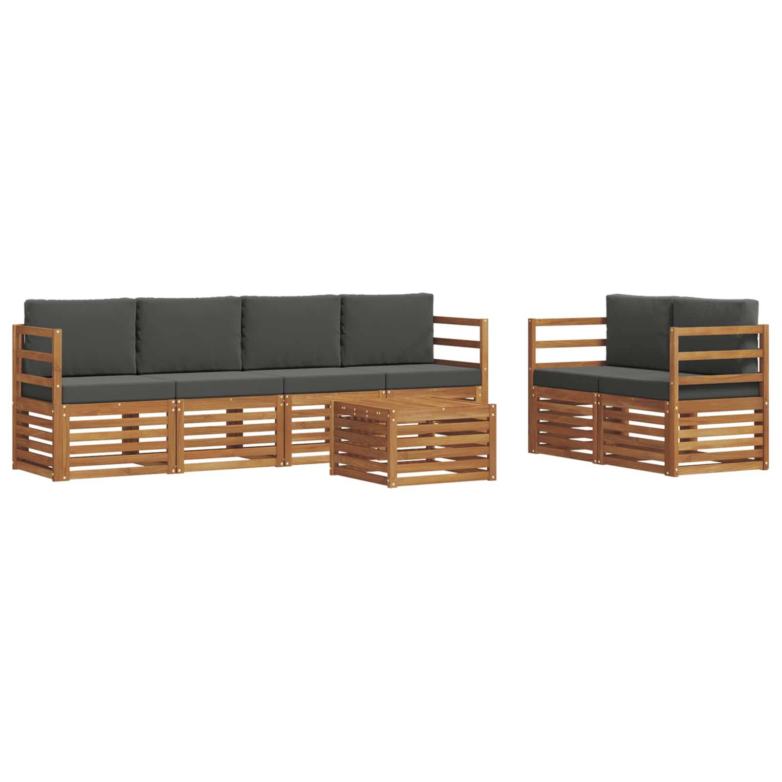 vidaXL Outdoor-Sofagarnitur mit Kissen 7 pcs Natur und Anthrazit