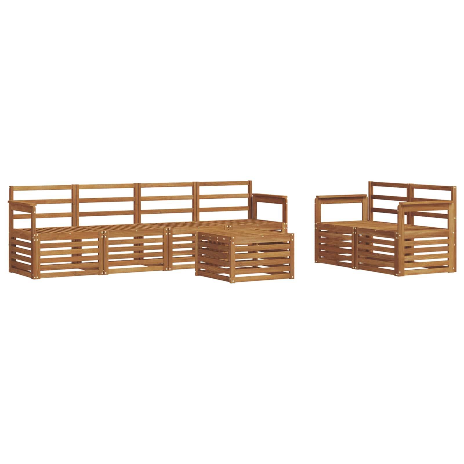 vidaXL Outdoor-Sofagarnitur 7 pcs Natur Massivholz Akazie
