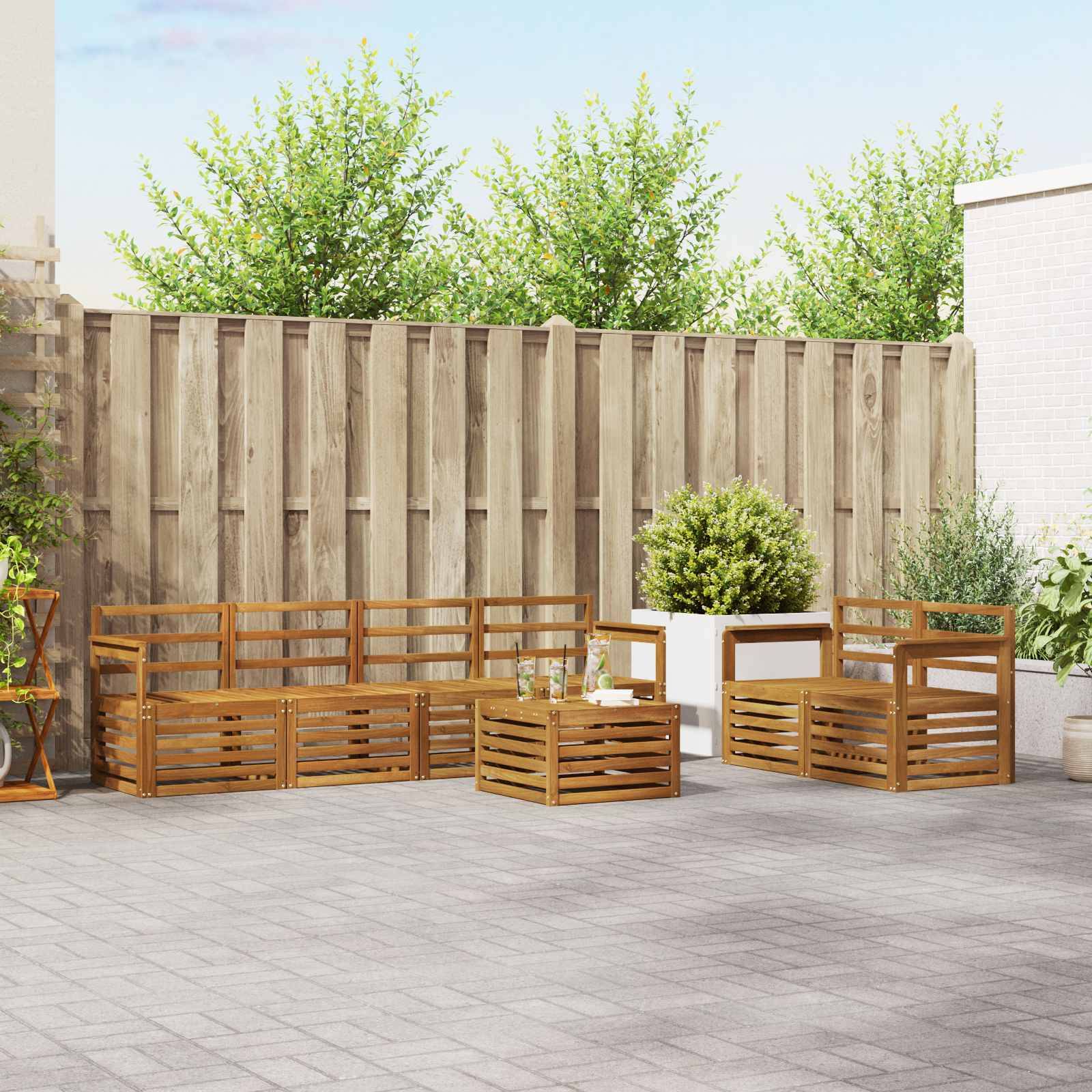 vidaXL Outdoor-Sofagarnitur 7 pcs Natur Massivholz Akazie