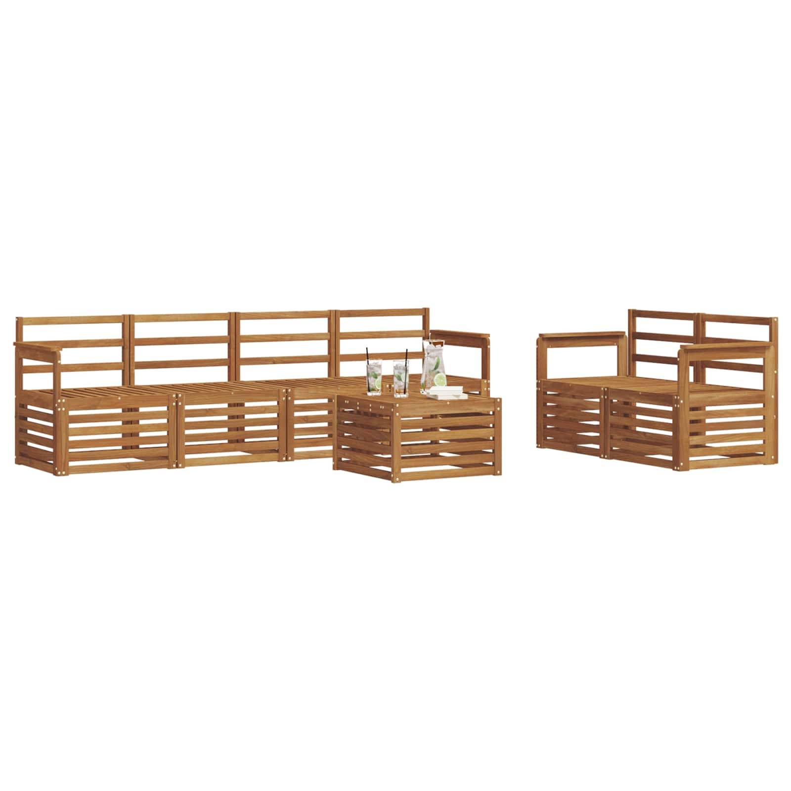 vidaXL Outdoor-Sofagarnitur 7 pcs Natur Massivholz Akazie
