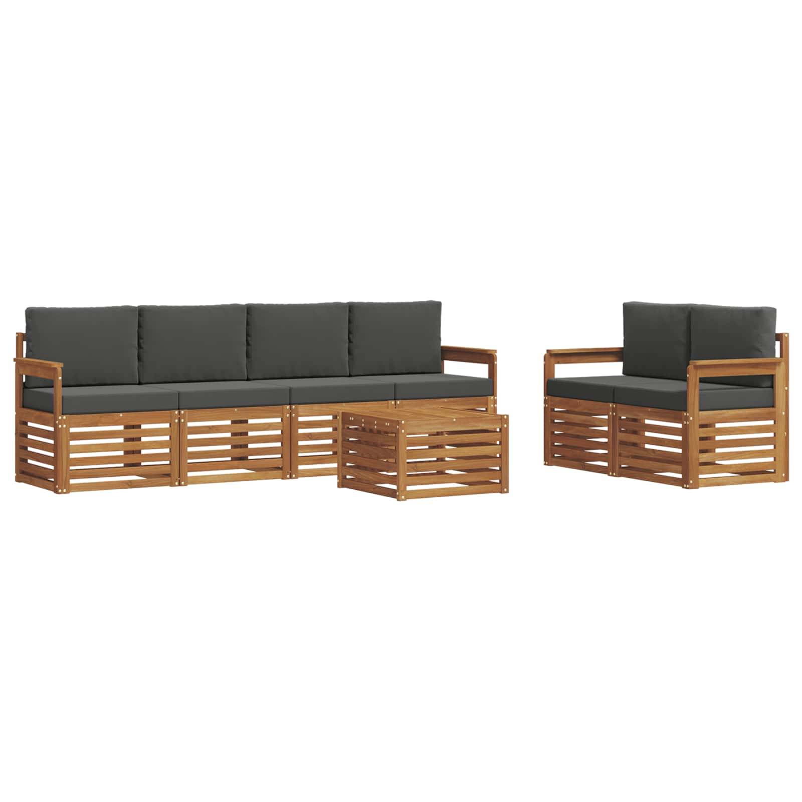 vidaXL Outdoor-Sofagarnitur mit Kissen 7 pcs Natur und Anthrazit