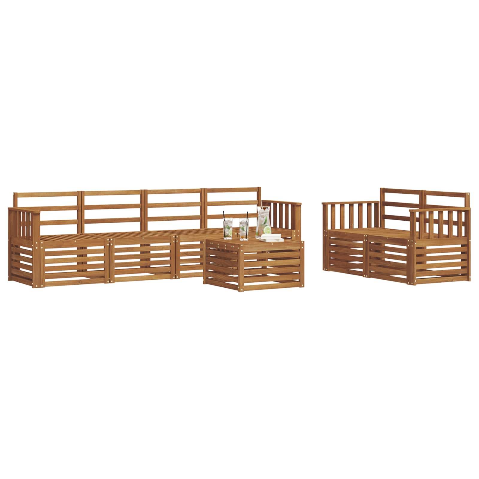 vidaXL Outdoor-Sofagarnitur 7 pcs Natur Massivholz Akazie