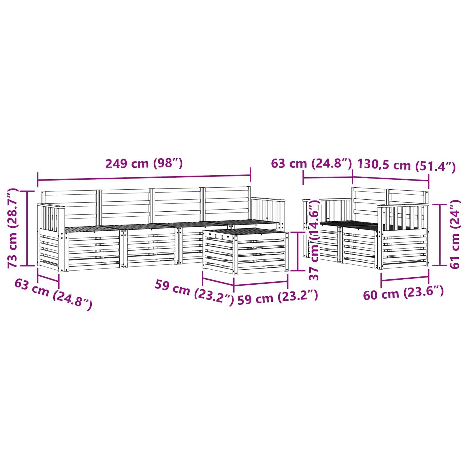 vidaXL Outdoor-Sofagarnitur 7 pcs Weiß Massivholz Akazie