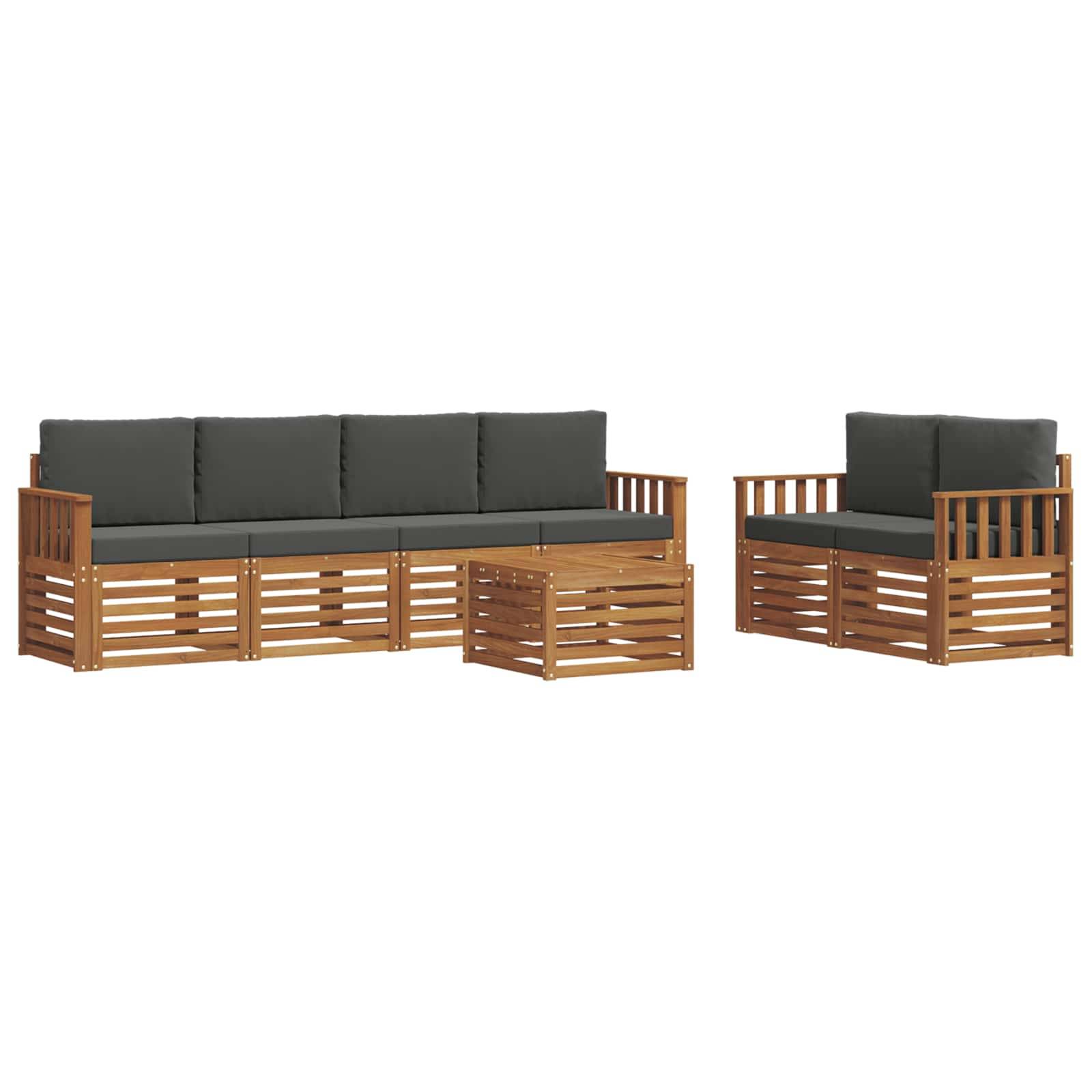 vidaXL Outdoor-Sofagarnitur mit Kissen 7 pcs Natur und Anthrazit