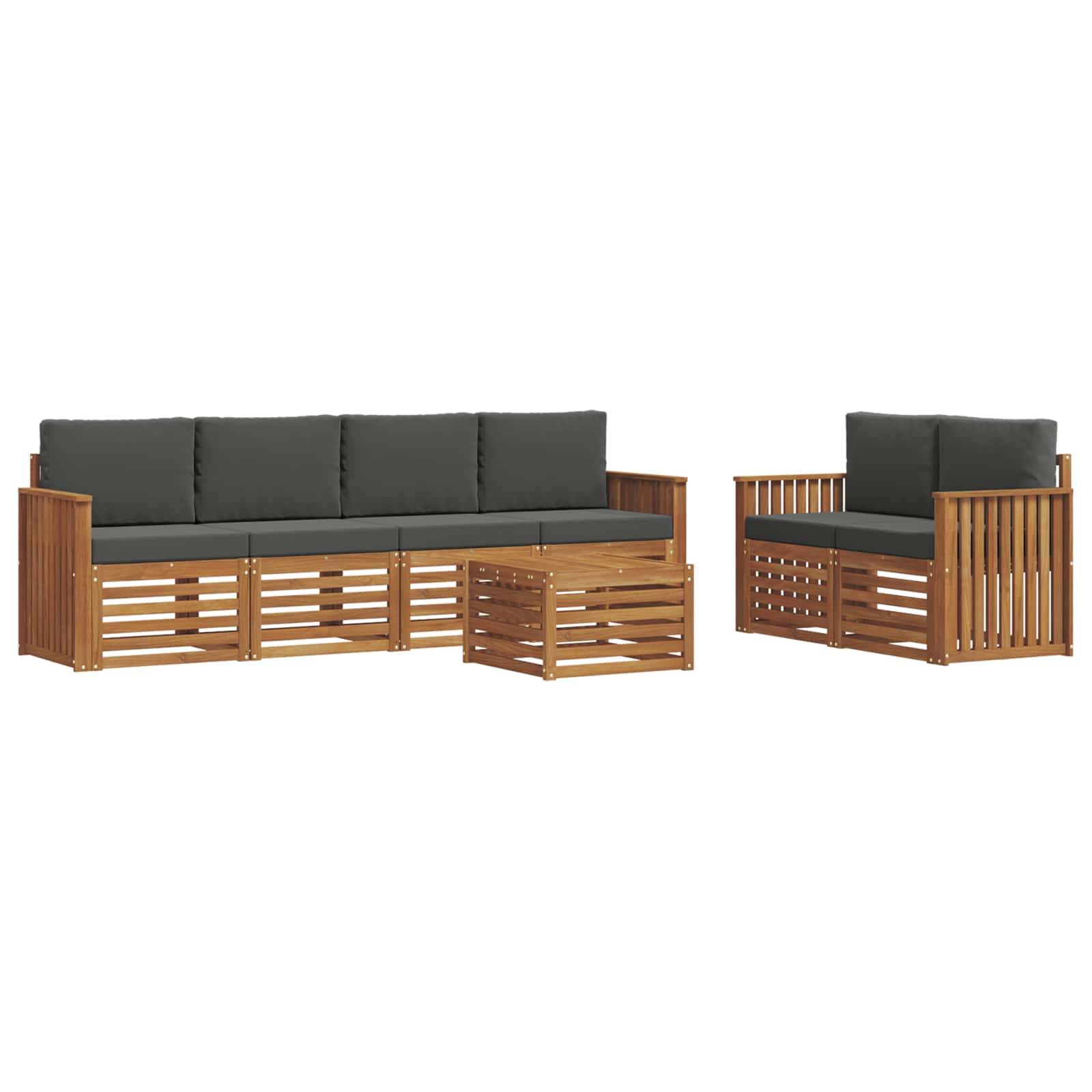 vidaXL Outdoor-Sofagarnitur mit Kissen 7 pcs Natur und Anthrazit