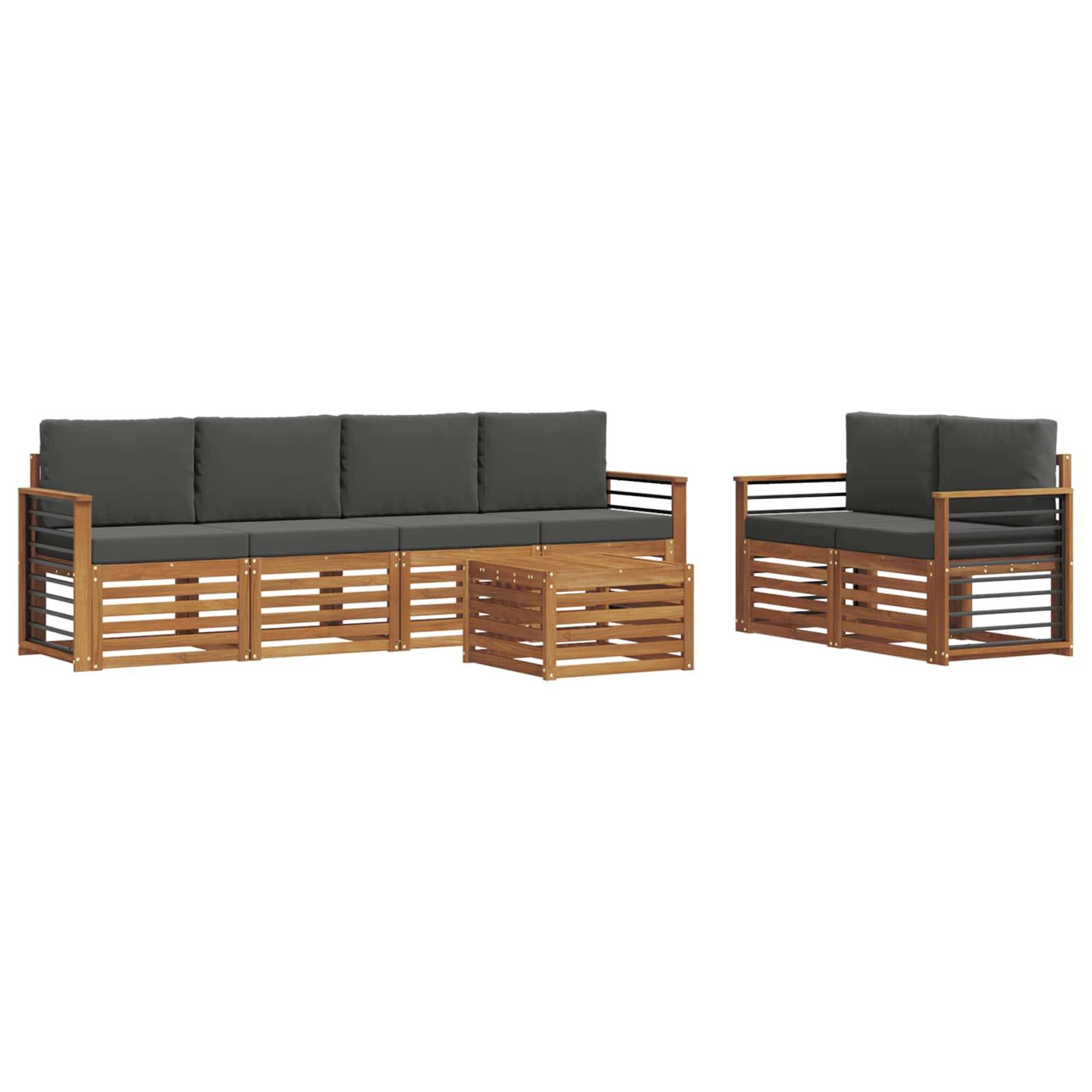vidaXL Outdoor-Sofagarnitur mit Kissen 7 pcs Natur und Anthrazit