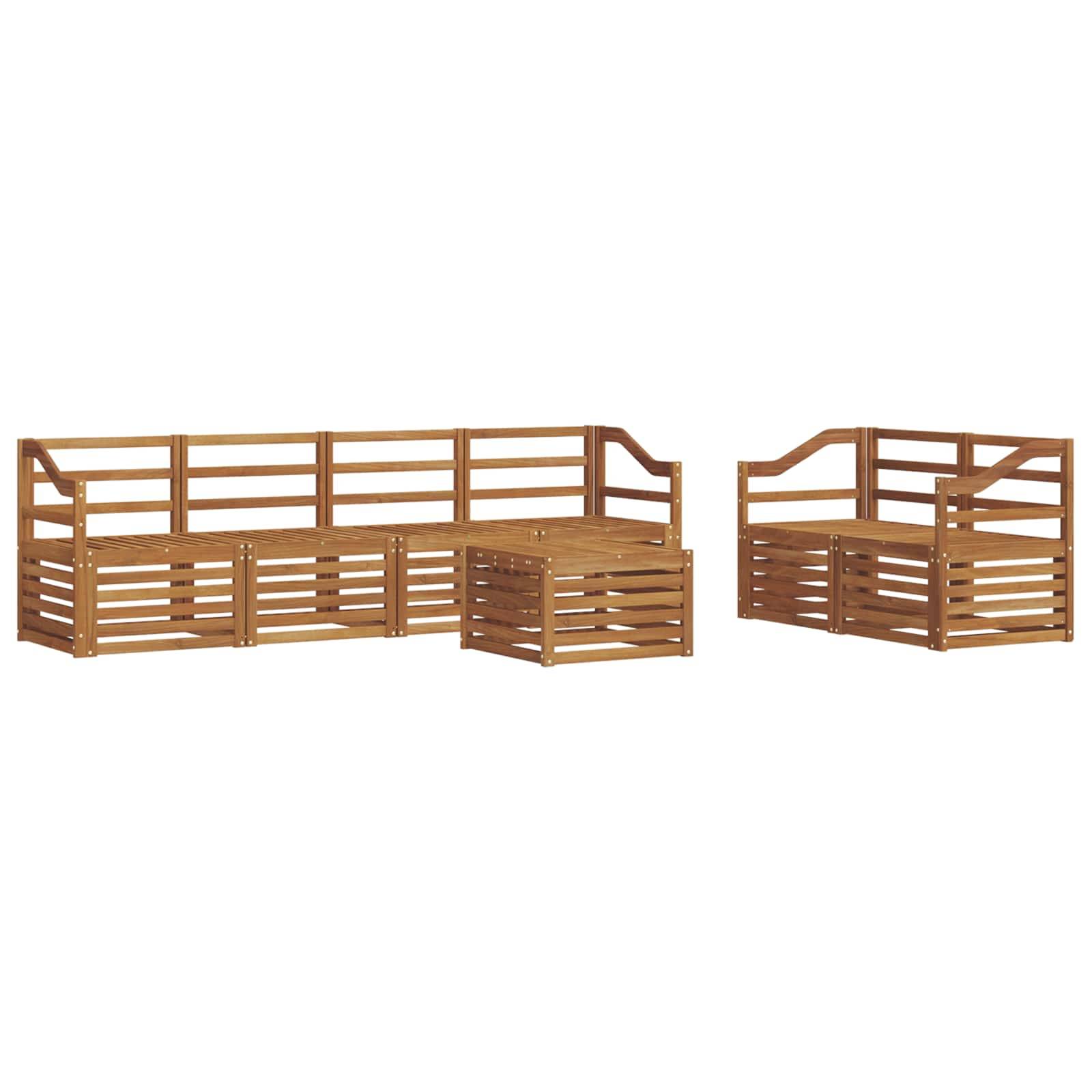 vidaXL Outdoor-Sofagarnitur 7 pcs Natur Massivholz Akazie