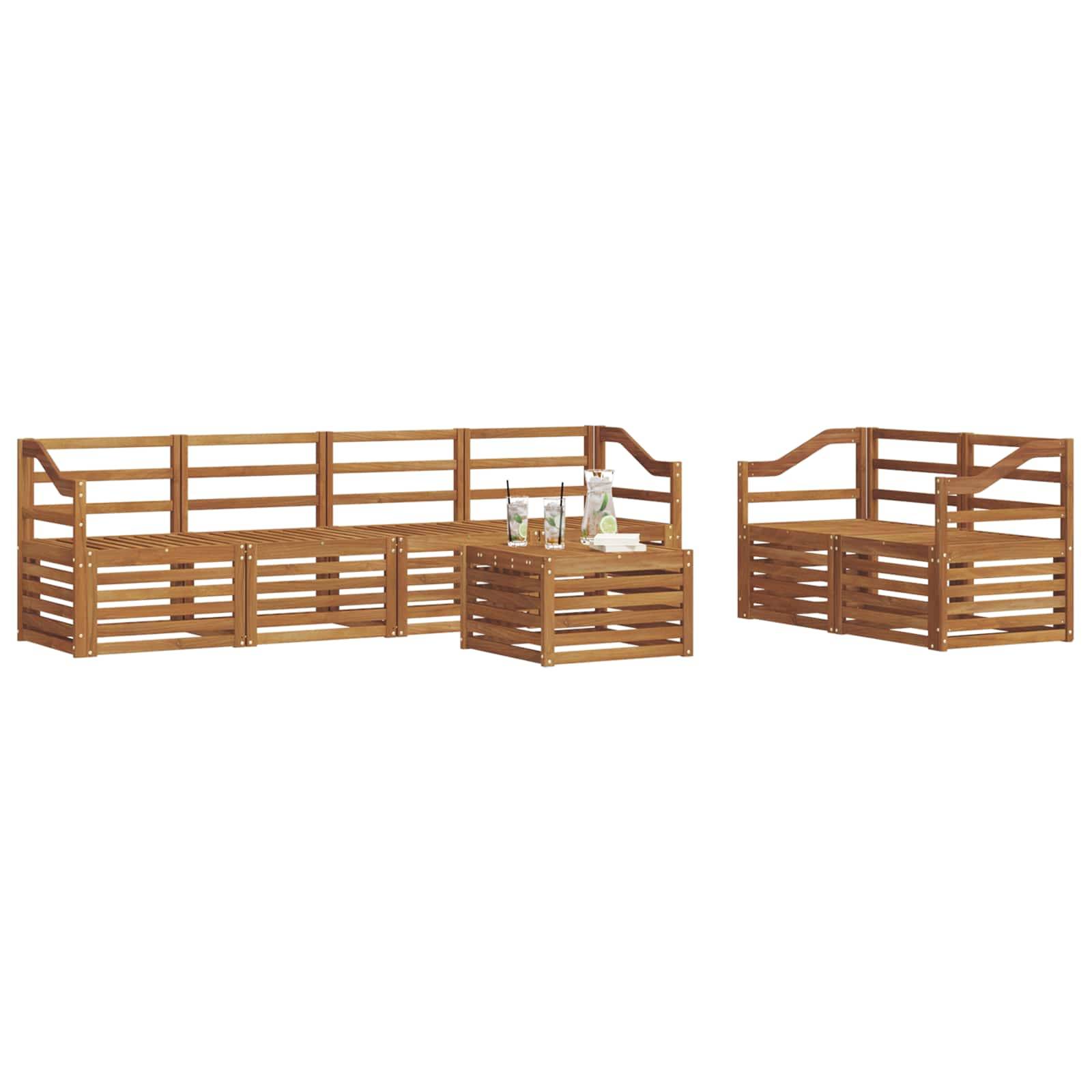 vidaXL Outdoor-Sofagarnitur 7 pcs Natur Massivholz Akazie