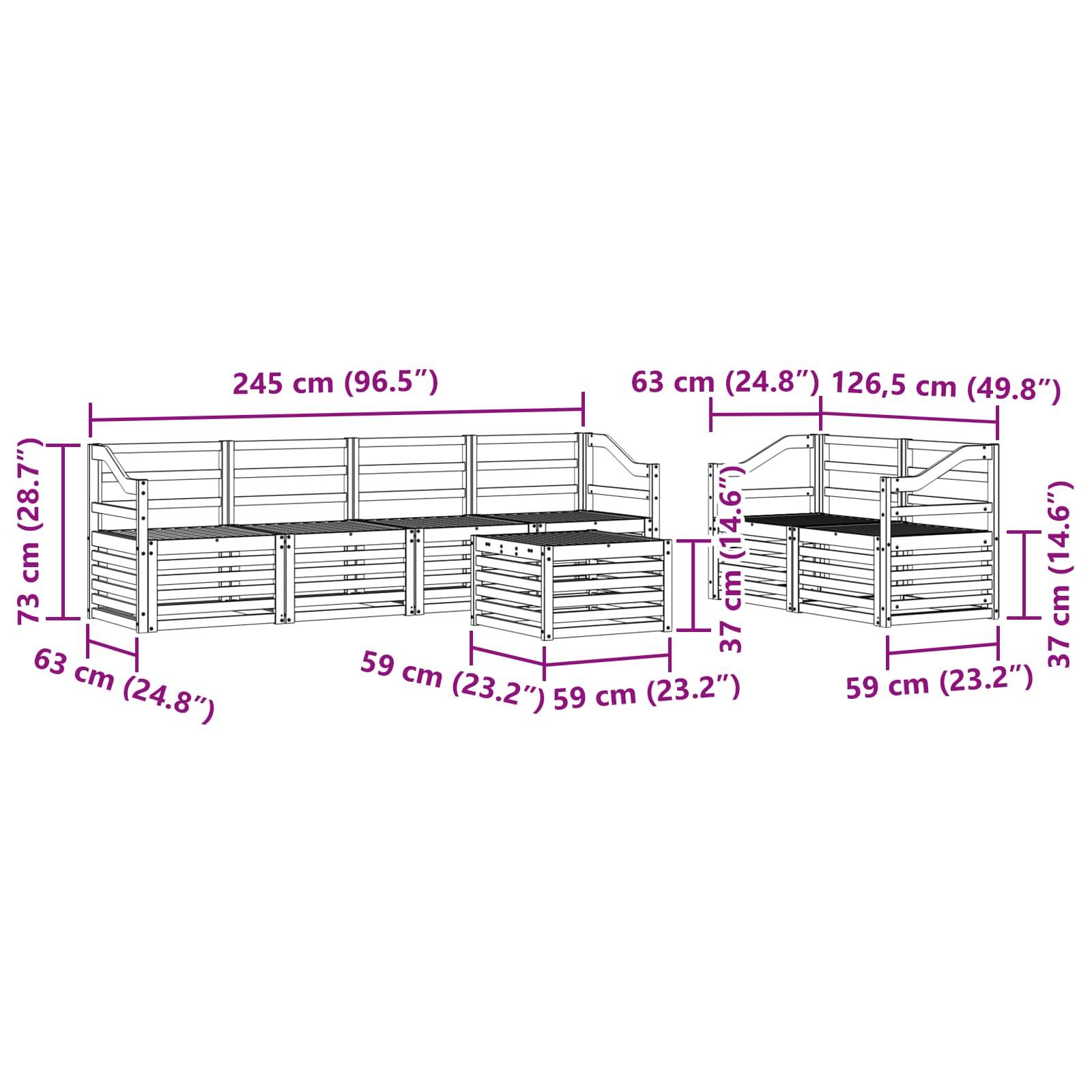 vidaXL Outdoor-Sofagarnitur 7 pcs Weiß Massivholz Akazie