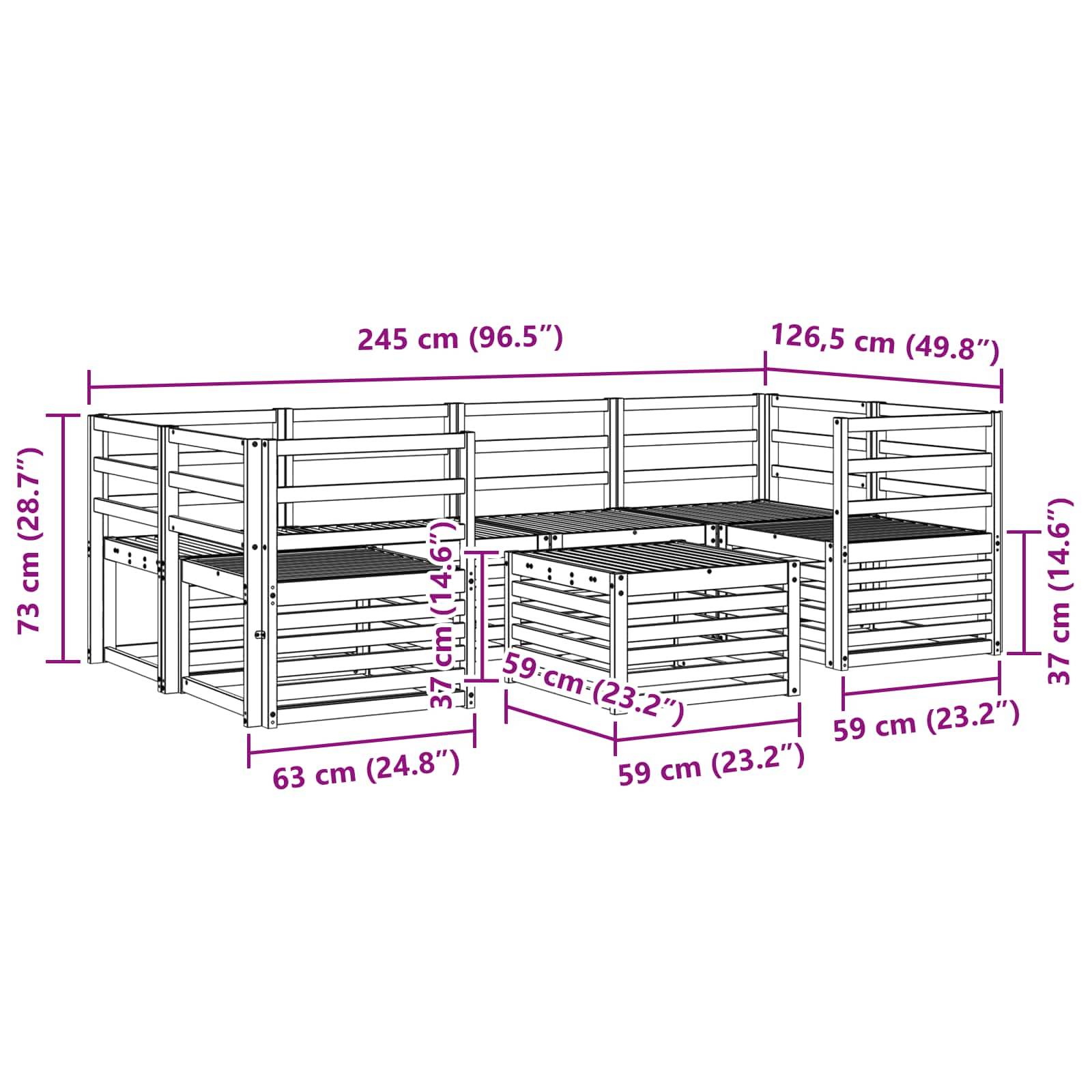 vidaXL Outdoor-Sofagarnitur 7 pcs Natur Massivholz Akazie